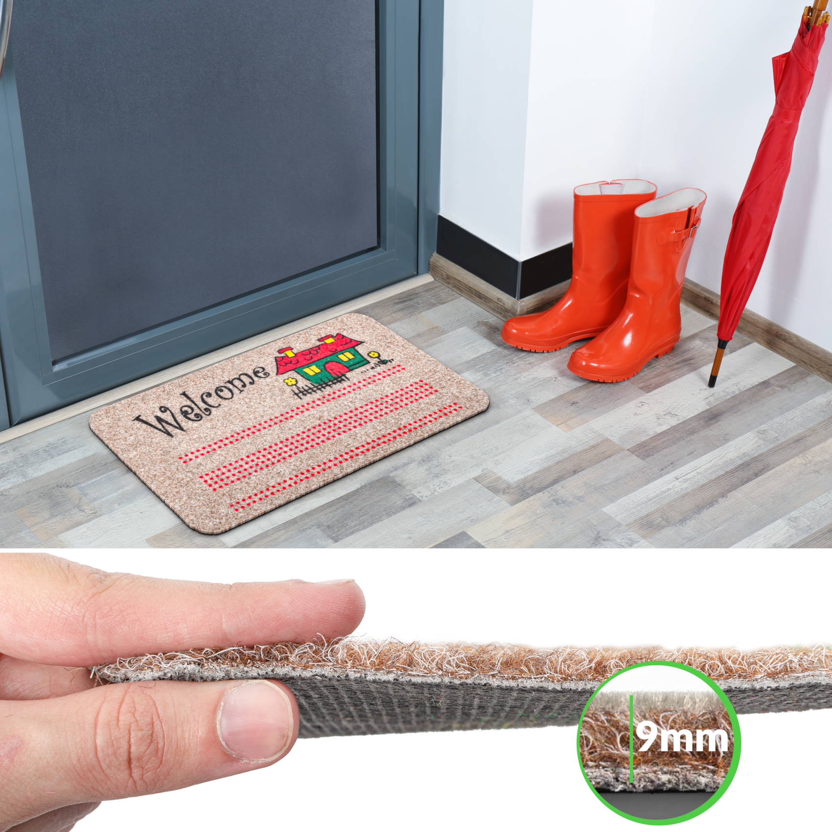 EF21936_40 Schmutzfangmatte Fußmatte Sauberlaufmatte Eingangsmatte Motiv Welcome Home 40x70cm