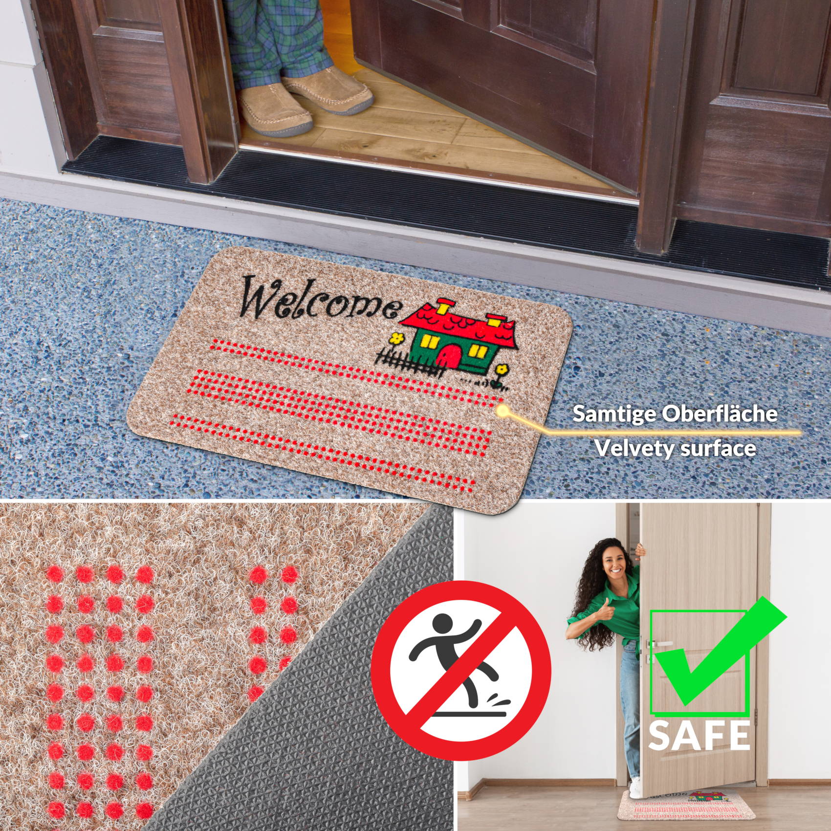 EF21936_60 Schmutzfangmatte Fußmatte Sauberlaufmatte Eingangsmatte Motiv Welcome Home 40x70cm