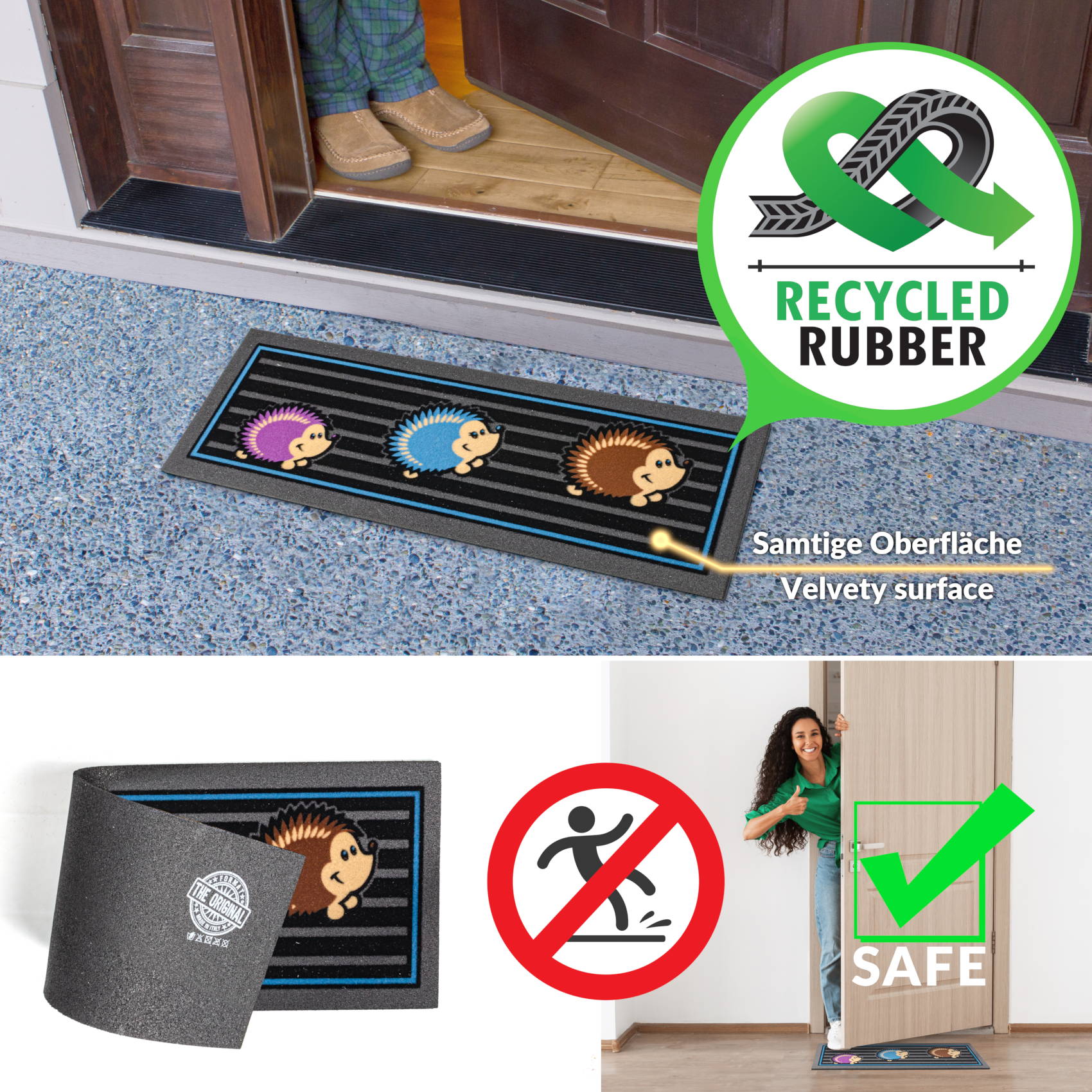 Schmutzfangmatte Fußmatte Sauberlaufmatte Schmutzmatte Motiv Igel 25x68cm