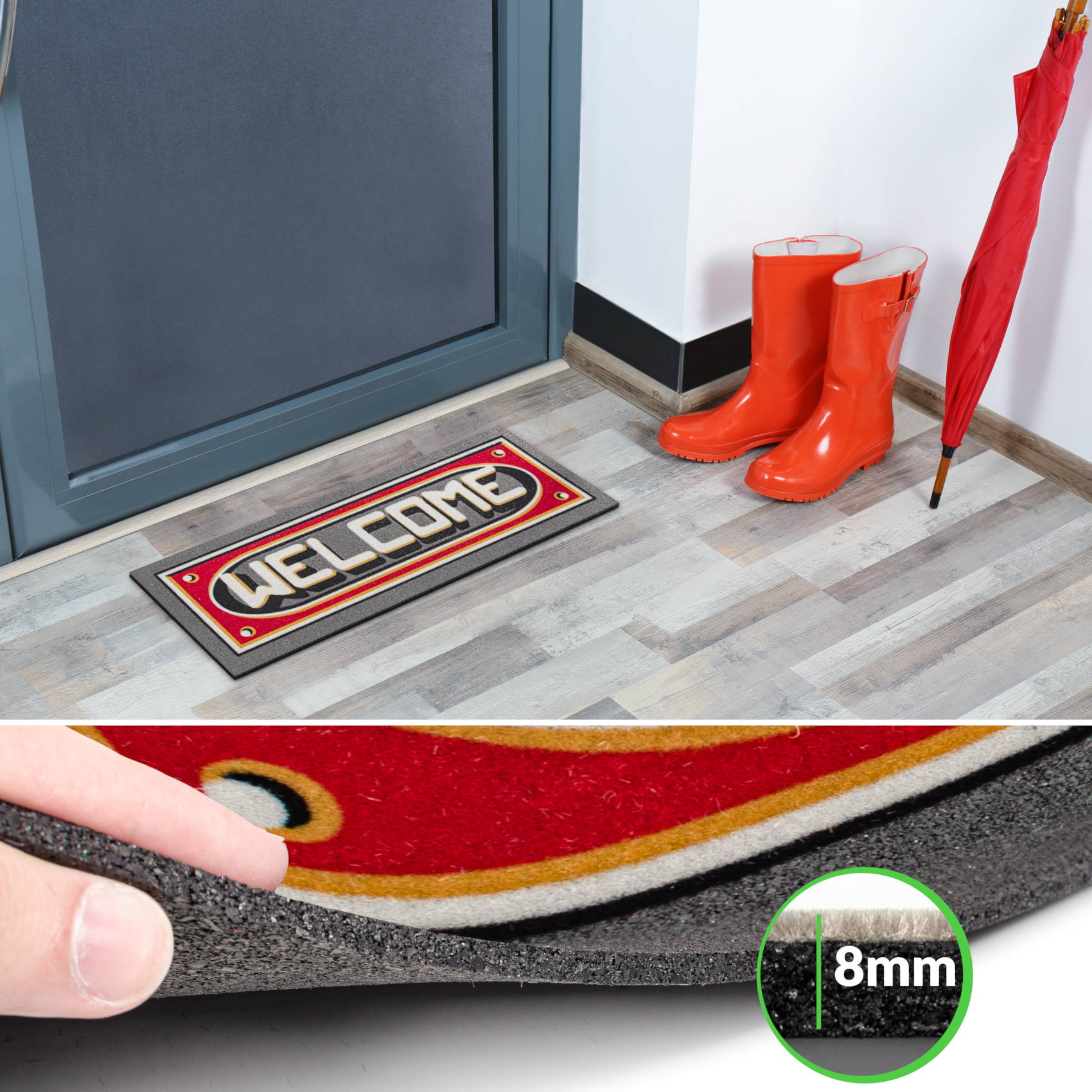 EF21802_40 Schmutzfangmatte Fußmatte Sauberlaufmatte Schmutzmatte Motiv Welcome 25x68cm