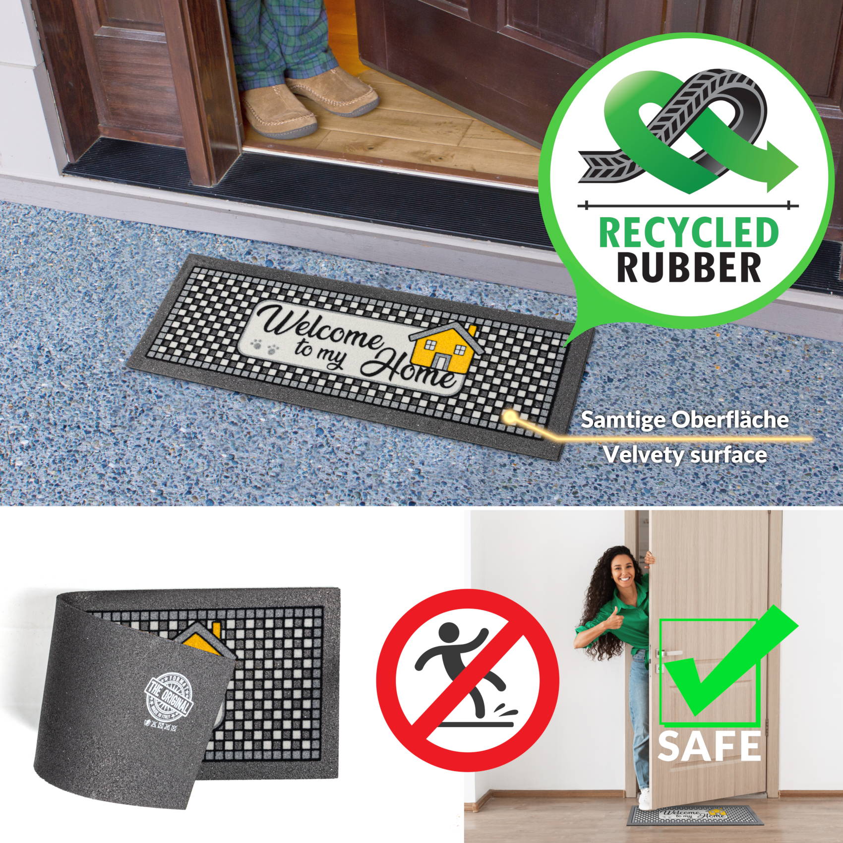 Schmutzfangmatte Fußmatte Sauberlaufmatte Schmutzmatte Motiv Welcome Home 25x68cm