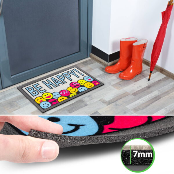 Schmutzfangmatte Fußmatte Sauberlaufmatte Schmutzmatte Motiv Be Happy! – Glitzer 40x68cm