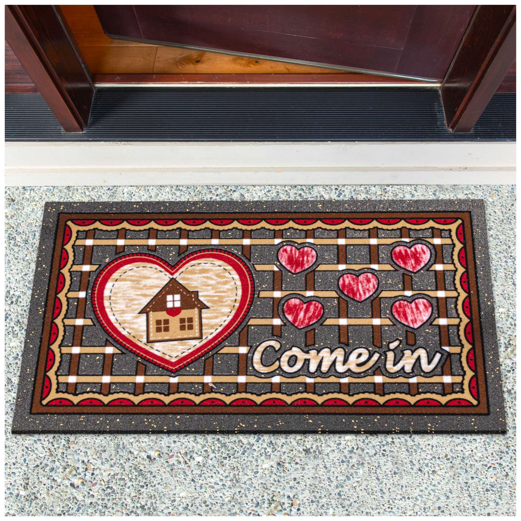Schmutzfangmatte Fußmatte Sauberlaufmatte Schmutzmatte Motiv Come In – Herz 40x68cm