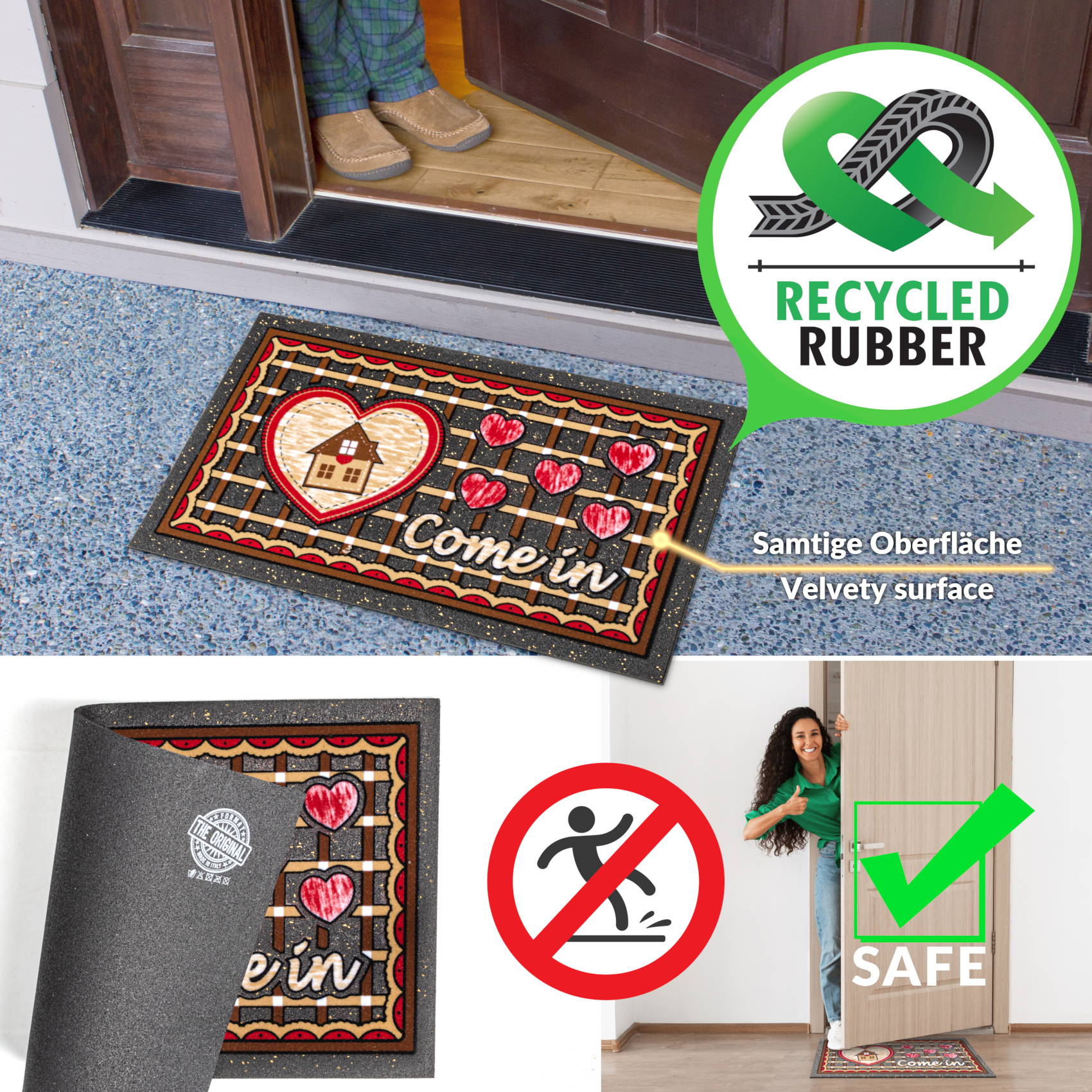 Schmutzfangmatte Fußmatte Sauberlaufmatte Schmutzmatte Motiv Come In – Herz 40x68cm