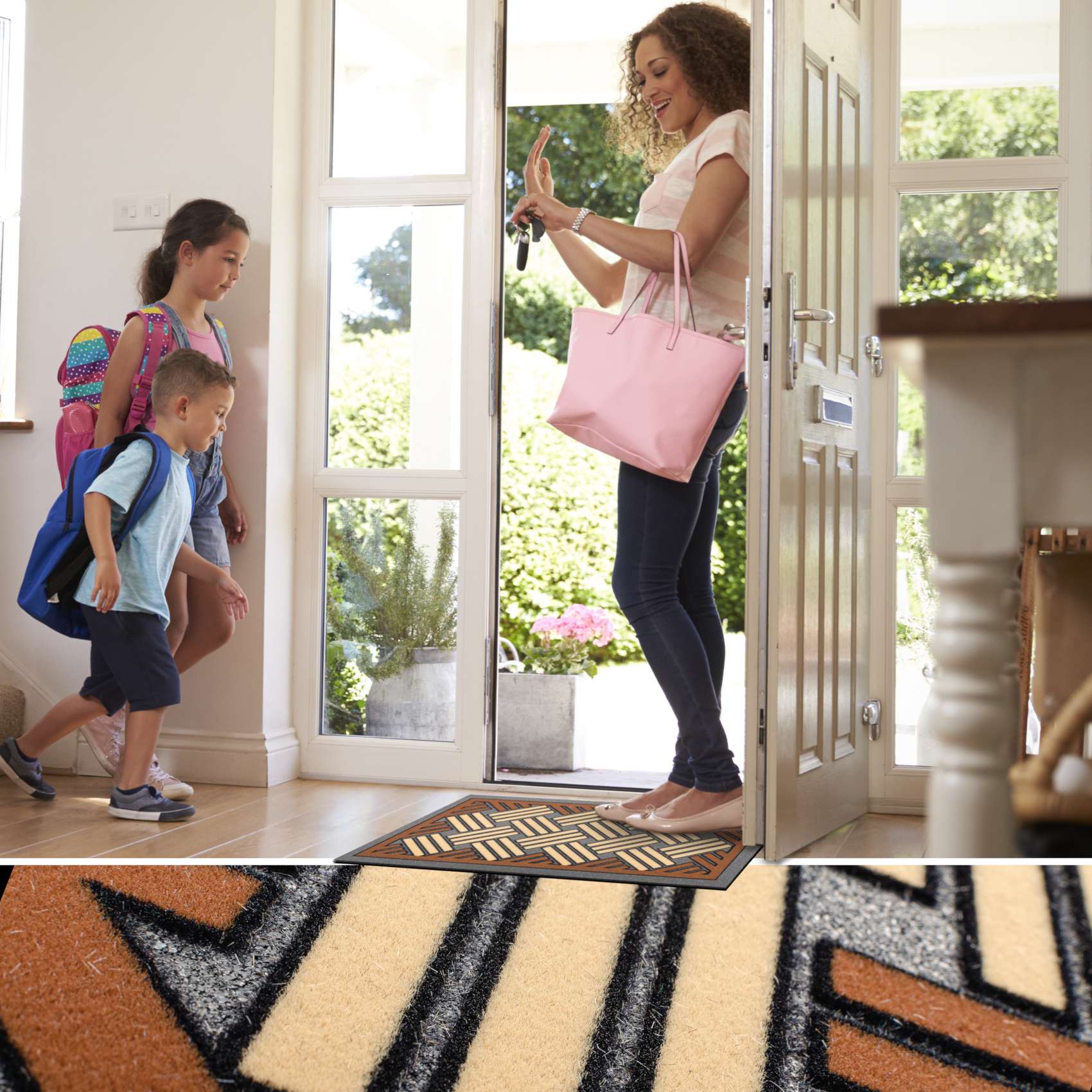 EF20136_20 Schmutzfangmatte Fußmatte Sauberlaufmatte Schmutzmatte Motiv Flechtwerk Braun 40x68cm