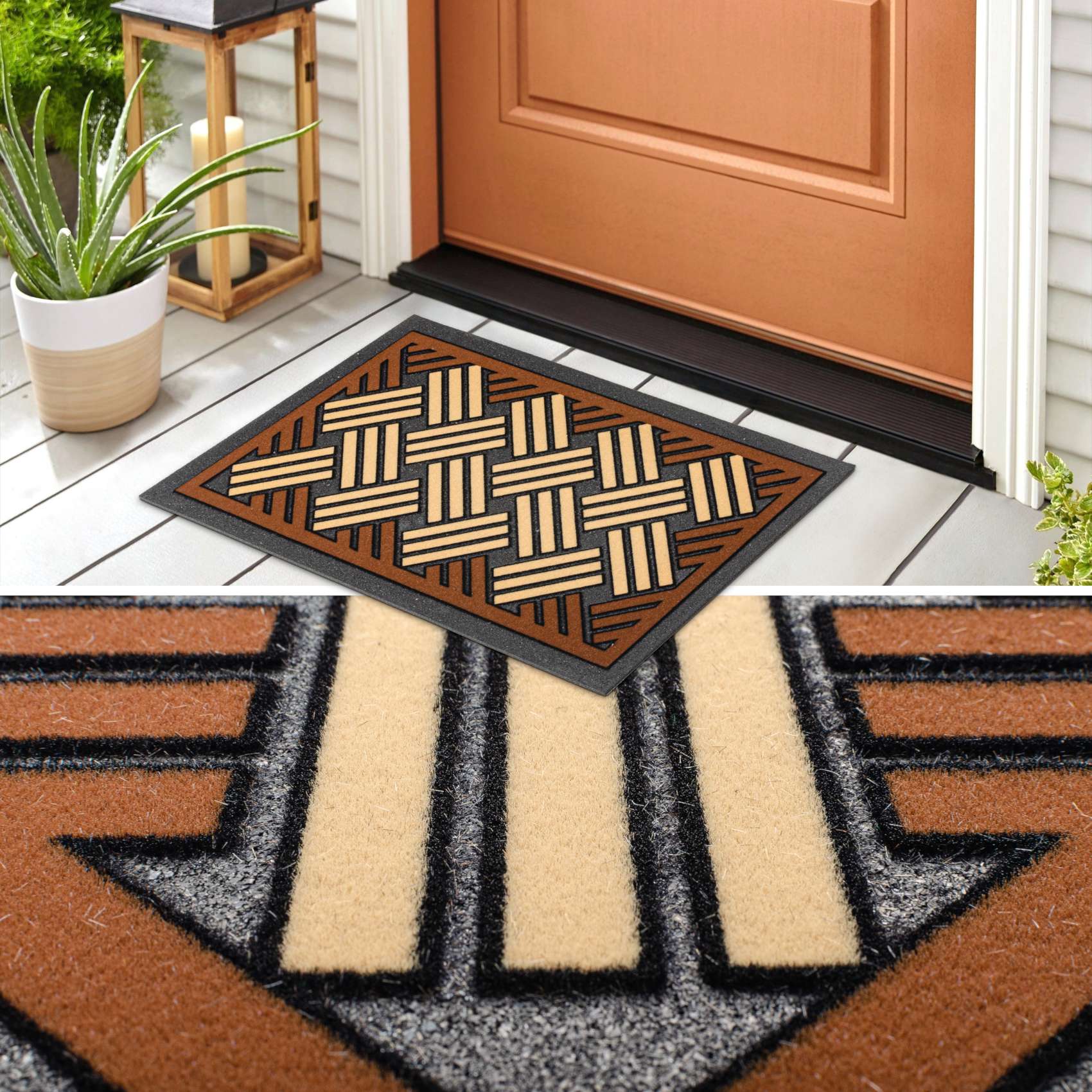 EF20136_50 Schmutzfangmatte Fußmatte Sauberlaufmatte Schmutzmatte Motiv Flechtwerk Braun 40x68cm