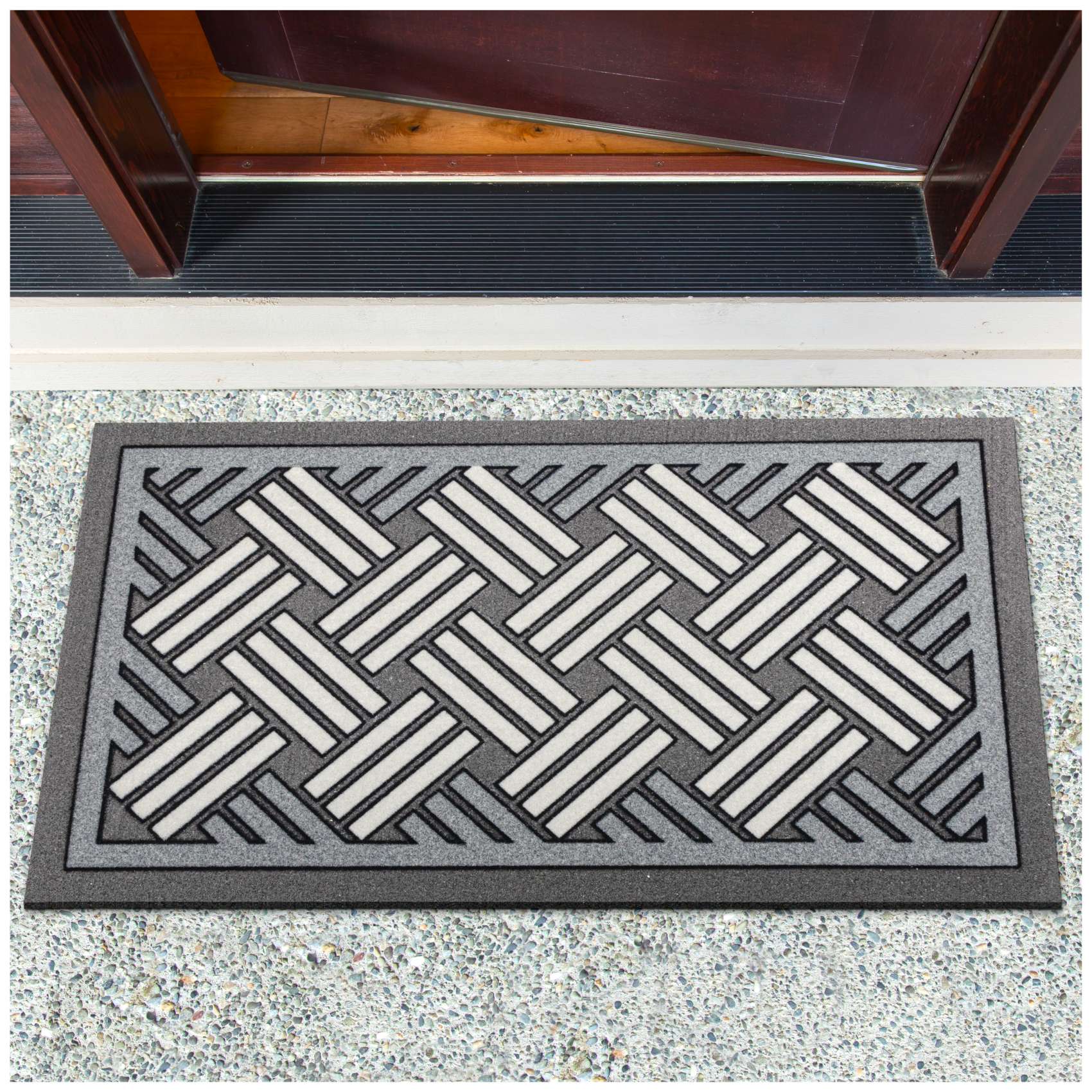 EF20135_10 Schmutzfangmatte Fußmatte Sauberlaufmatte Schmutzmatte Motiv Flechtwerk Grau 40x68cm
