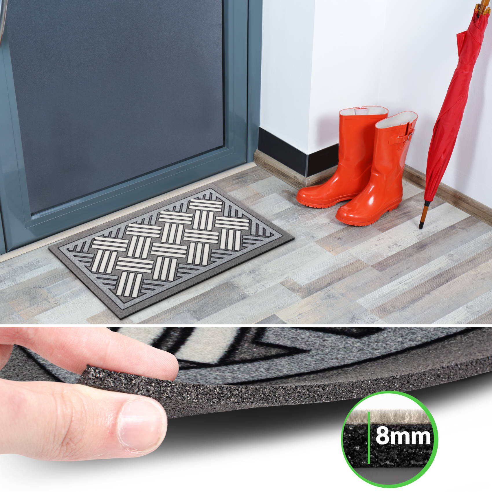 EF20135_40 Schmutzfangmatte Fußmatte Sauberlaufmatte Schmutzmatte Motiv Flechtwerk Grau 40x68cm