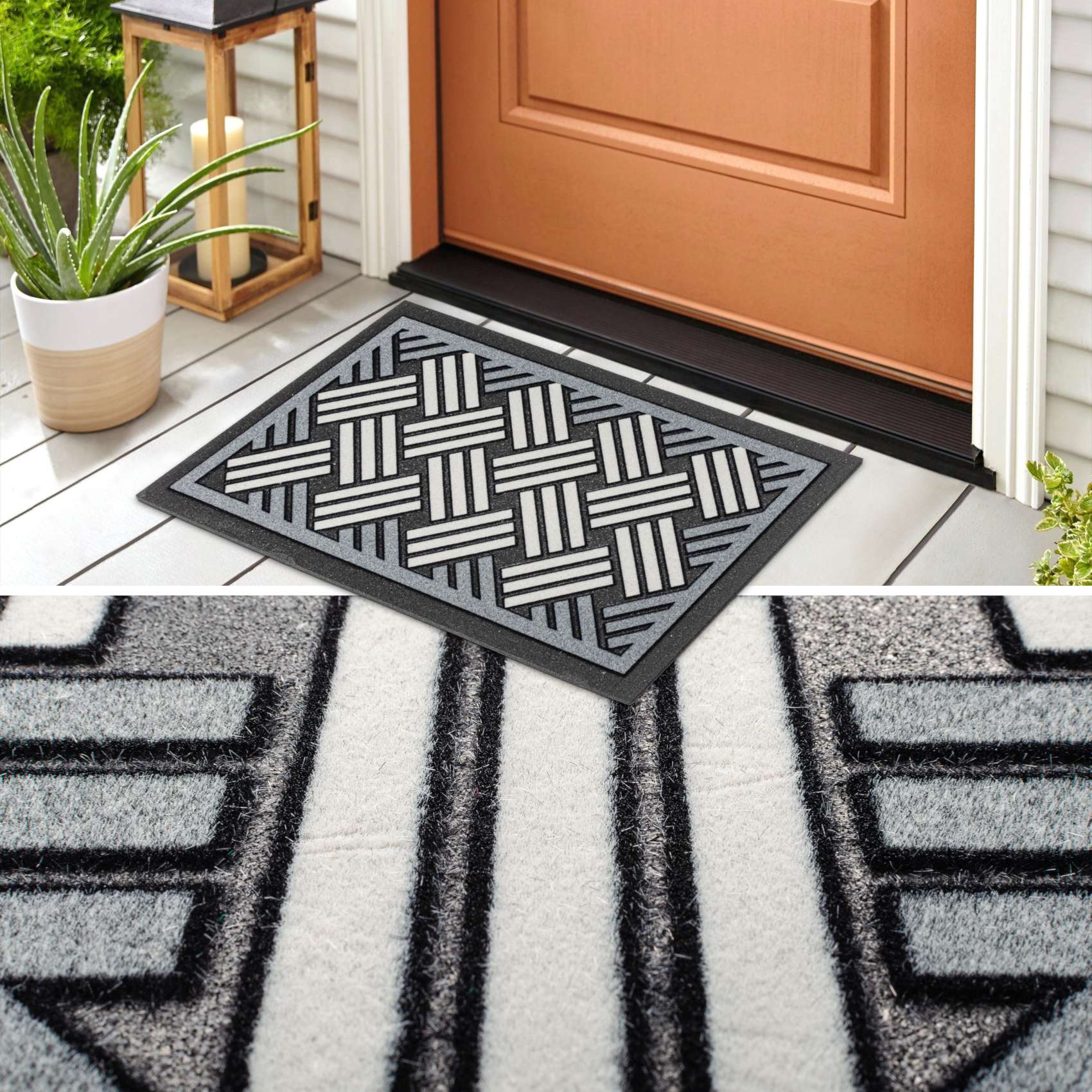 EF20135_50 Schmutzfangmatte Fußmatte Sauberlaufmatte Schmutzmatte Motiv Flechtwerk Grau 40x68cm