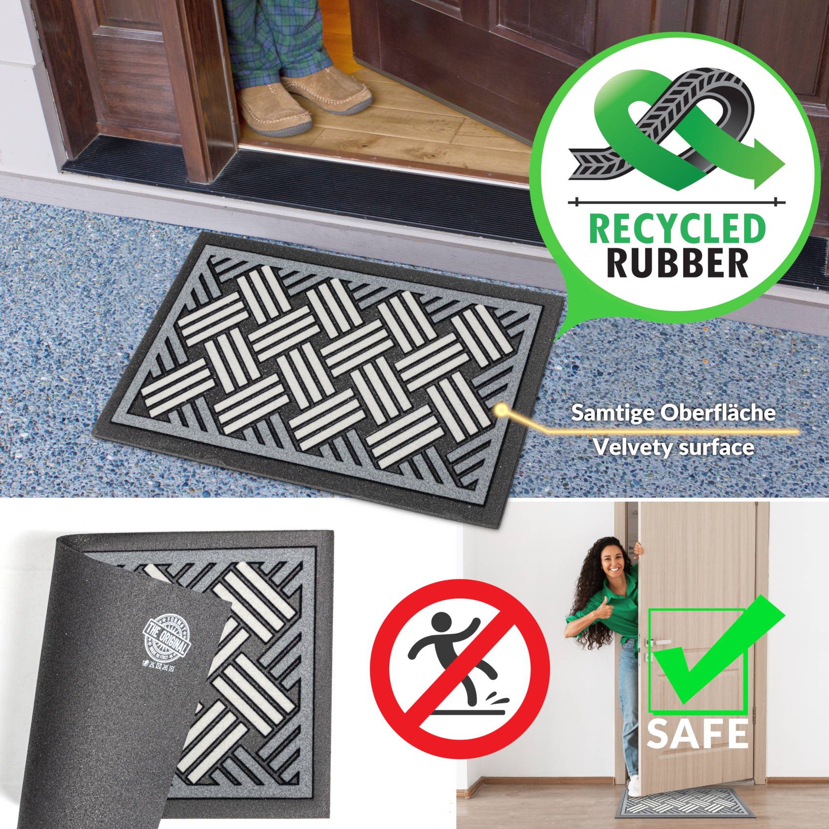 EF20135_60 Schmutzfangmatte Fußmatte Sauberlaufmatte Schmutzmatte Motiv Flechtwerk Grau 40x68cm