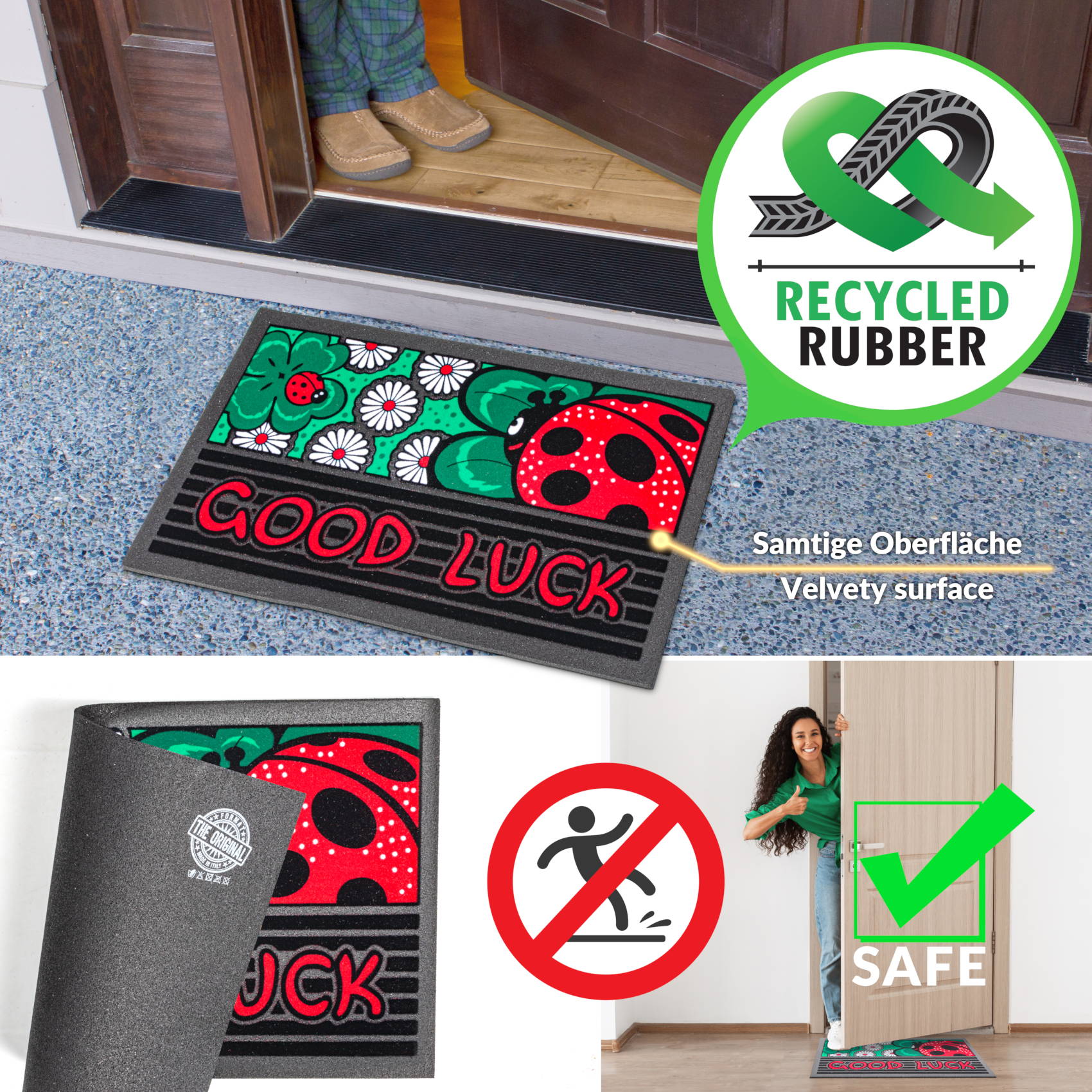 EF20926_60 Schmutzfangmatte Fußmatte Sauberlaufmatte Schmutzmatte Motiv Good Luck 40x68cm