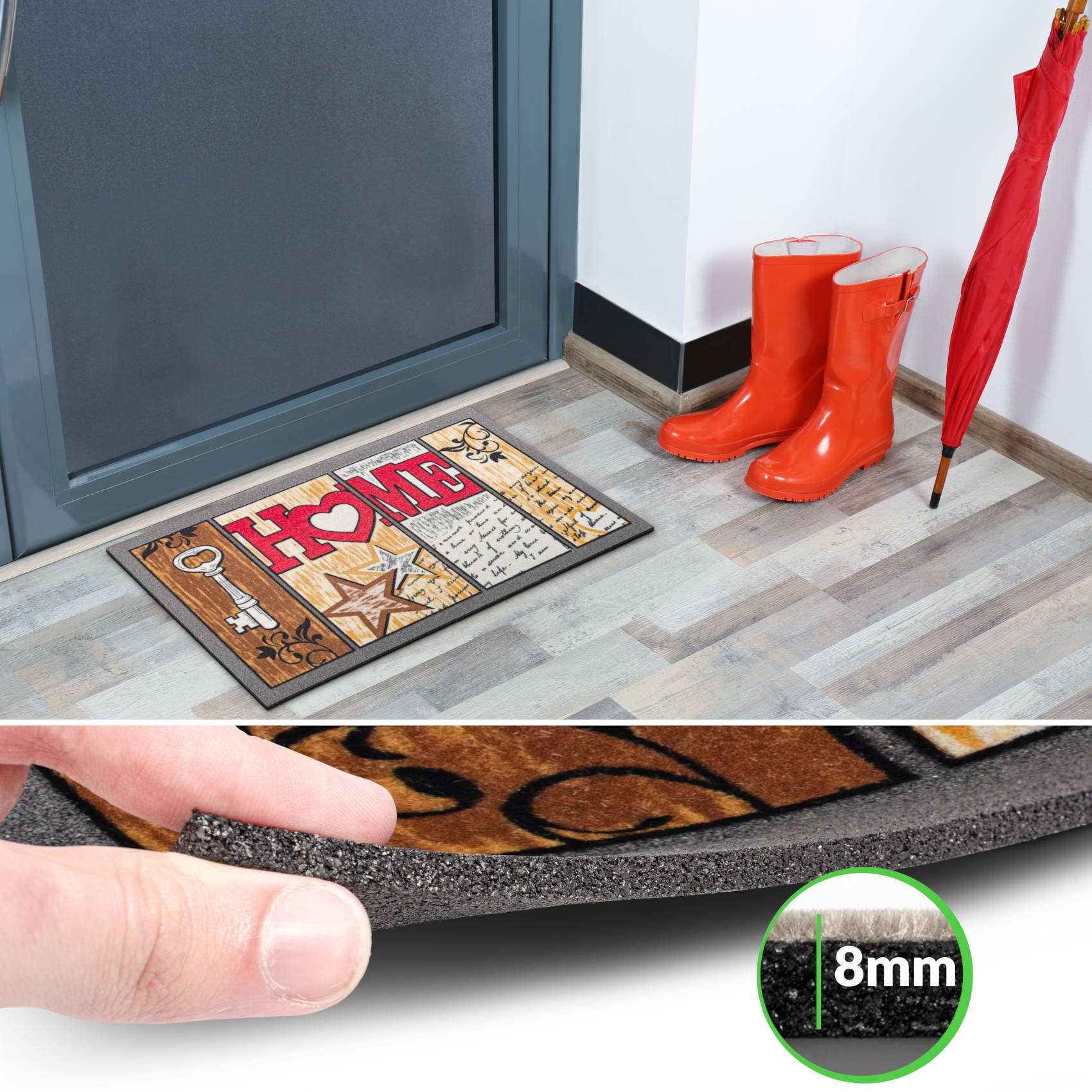 EF21806_40 Schmutzfangmatte Fußmatte Sauberlaufmatte Schmutzmatte Motiv Home Shabby 40x68cm