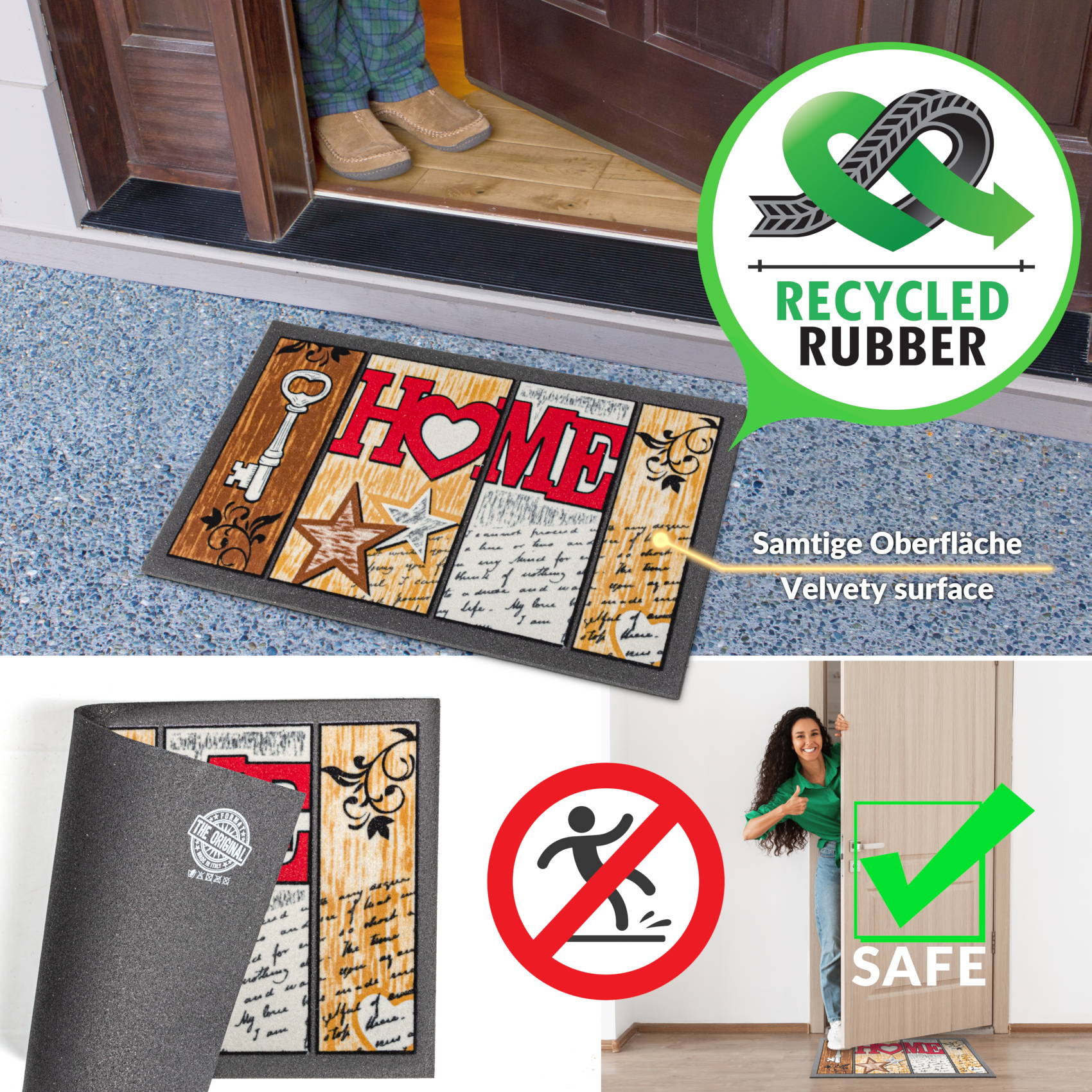 EF21806_60 Schmutzfangmatte Fußmatte Sauberlaufmatte Schmutzmatte Motiv Home Shabby 40x68cm