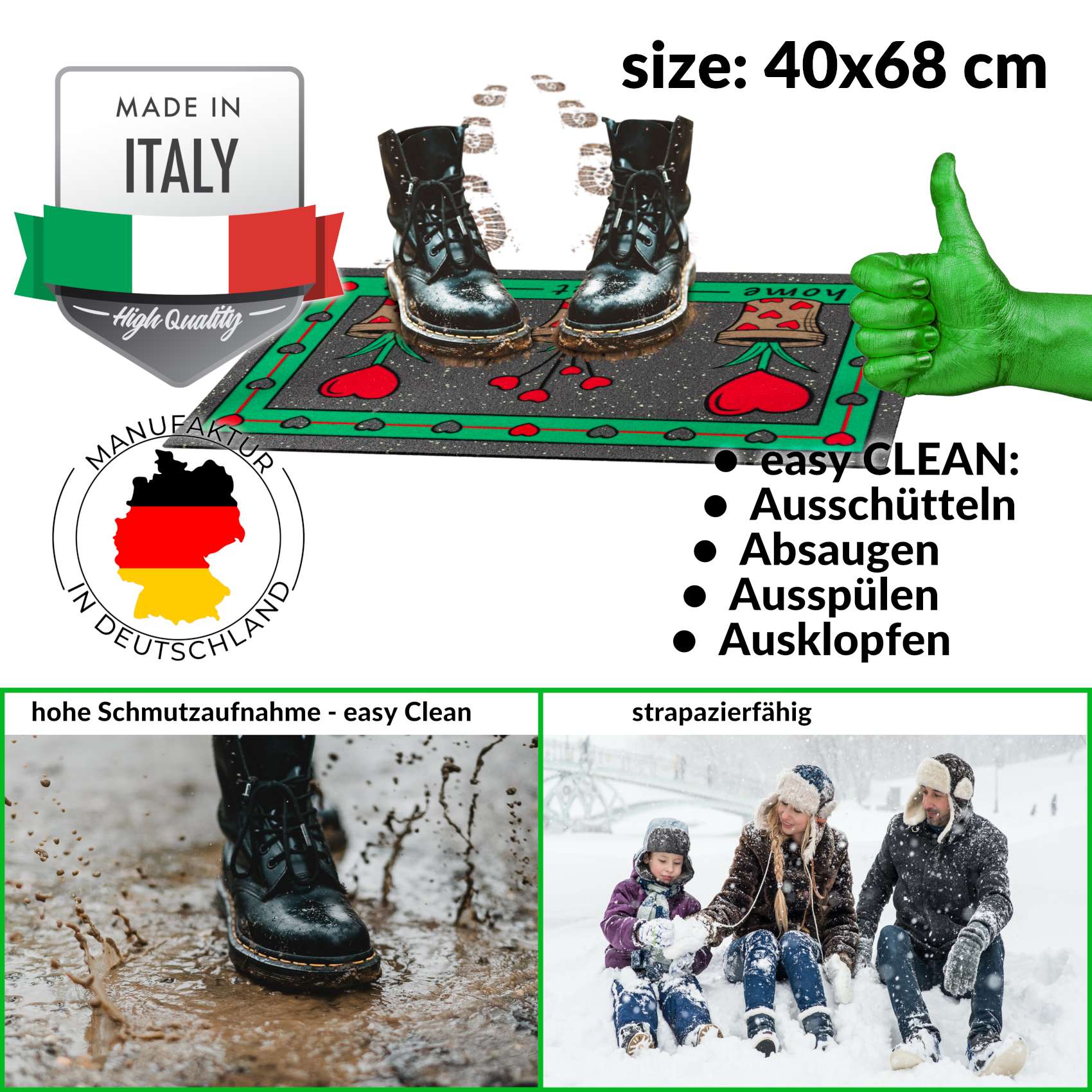 EF22115_30 Schmutzfangmatte Fußmatte Sauberlaufmatte Schmutzmatte Motiv Home Sweet Home 40x68cm