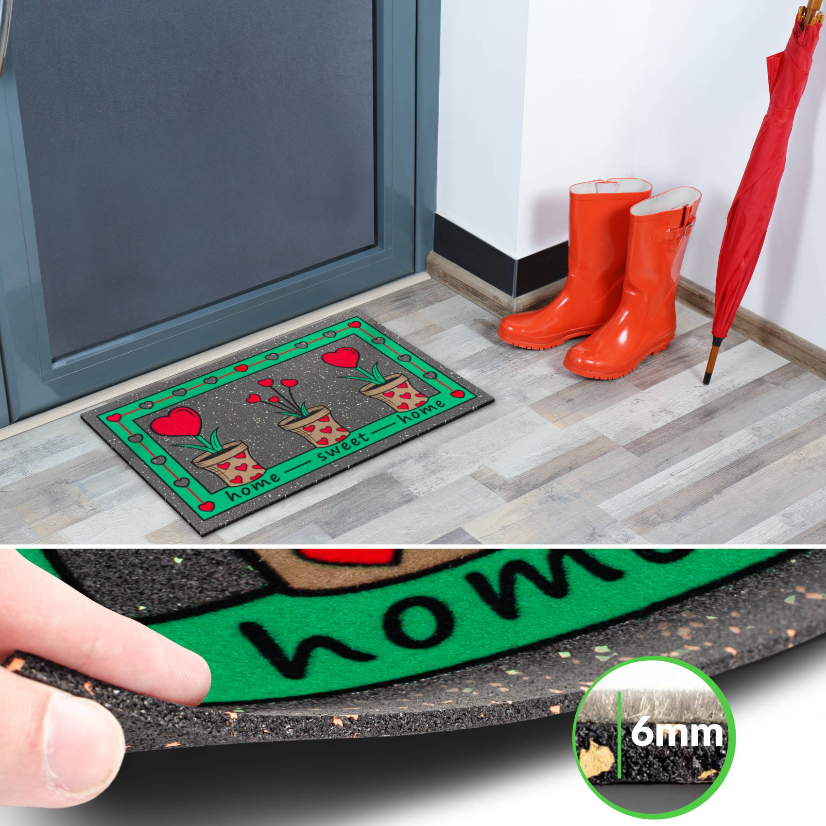 EF22115_40 Schmutzfangmatte Fußmatte Sauberlaufmatte Schmutzmatte Motiv Home Sweet Home 40x68cm