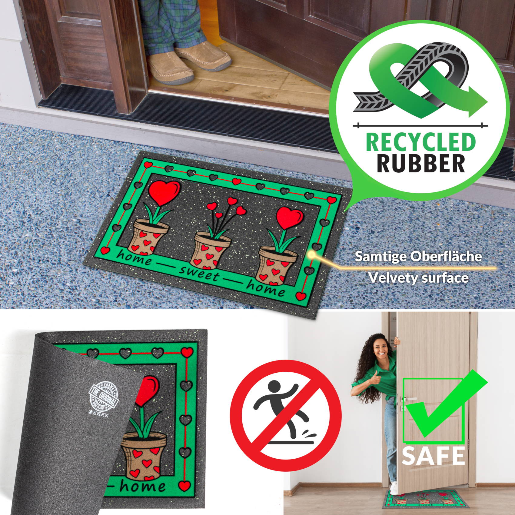 EF22115_60 Schmutzfangmatte Fußmatte Sauberlaufmatte Schmutzmatte Motiv Home Sweet Home 40x68cm