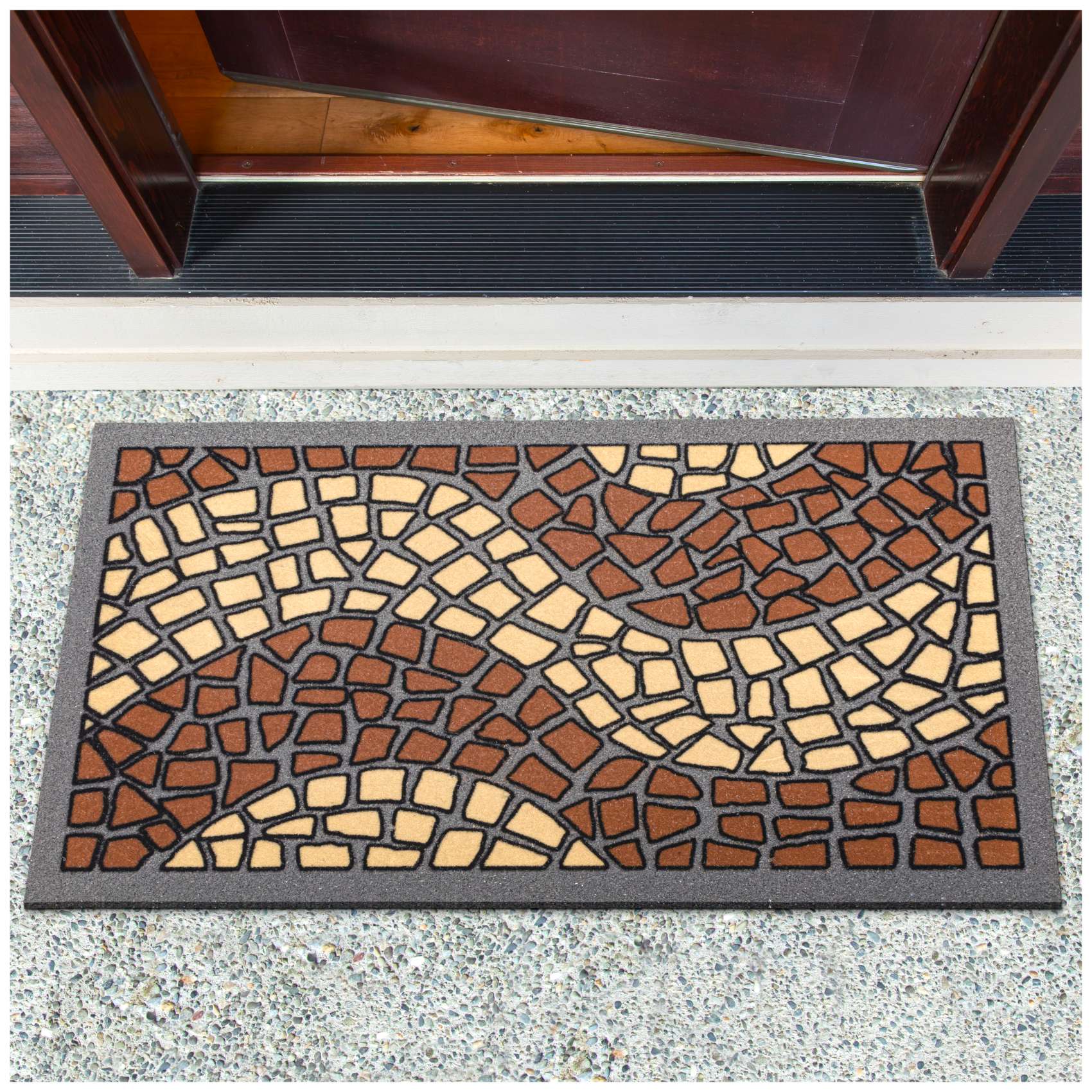 EF20712_10 Schmutzfangmatte Fußmatte Sauberlaufmatte Schmutzmatte Motiv Mosaik Braun 40x68cm