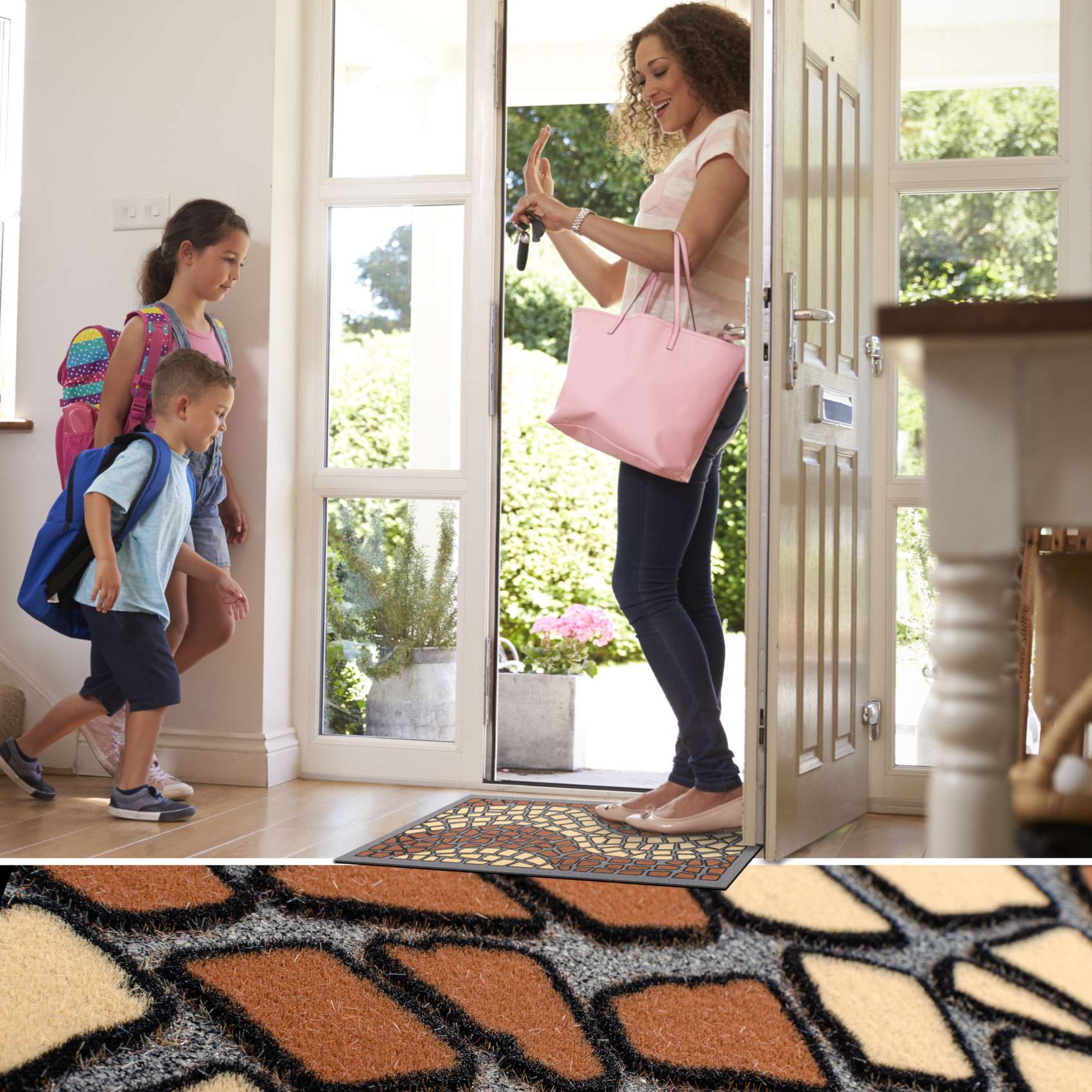 EF20712_20 Schmutzfangmatte Fußmatte Sauberlaufmatte Schmutzmatte Motiv Mosaik Braun 40x68cm