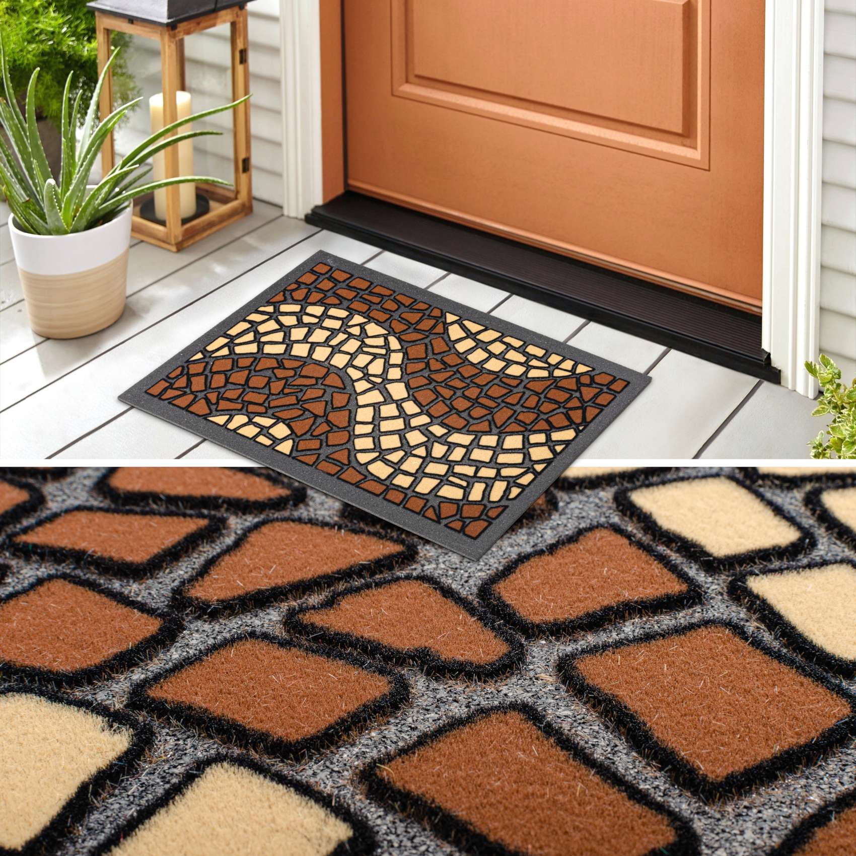 EF20712_50 Schmutzfangmatte Fußmatte Sauberlaufmatte Schmutzmatte Motiv Mosaik Braun 40x68cm