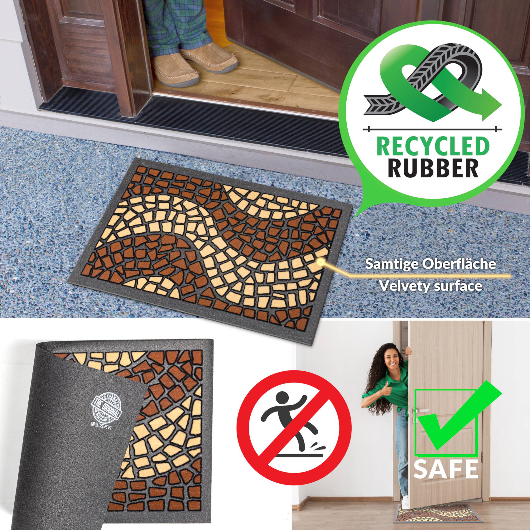 EF20712_60 Schmutzfangmatte Fußmatte Sauberlaufmatte Schmutzmatte Motiv Mosaik Braun 40x68cm