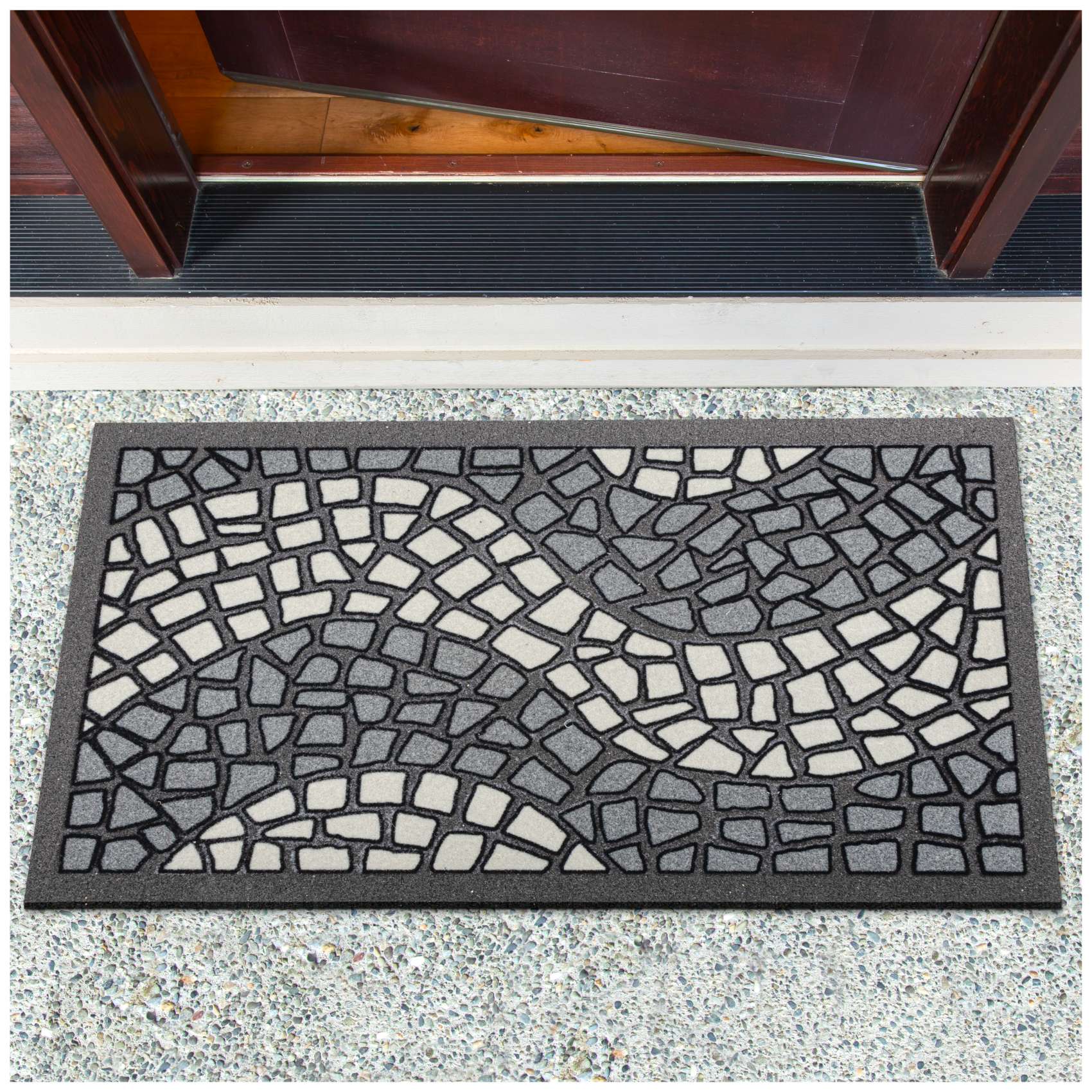 EF20711_10 Schmutzfangmatte Fußmatte Sauberlaufmatte Schmutzmatte Motiv Mosaik Grau 40x68cm