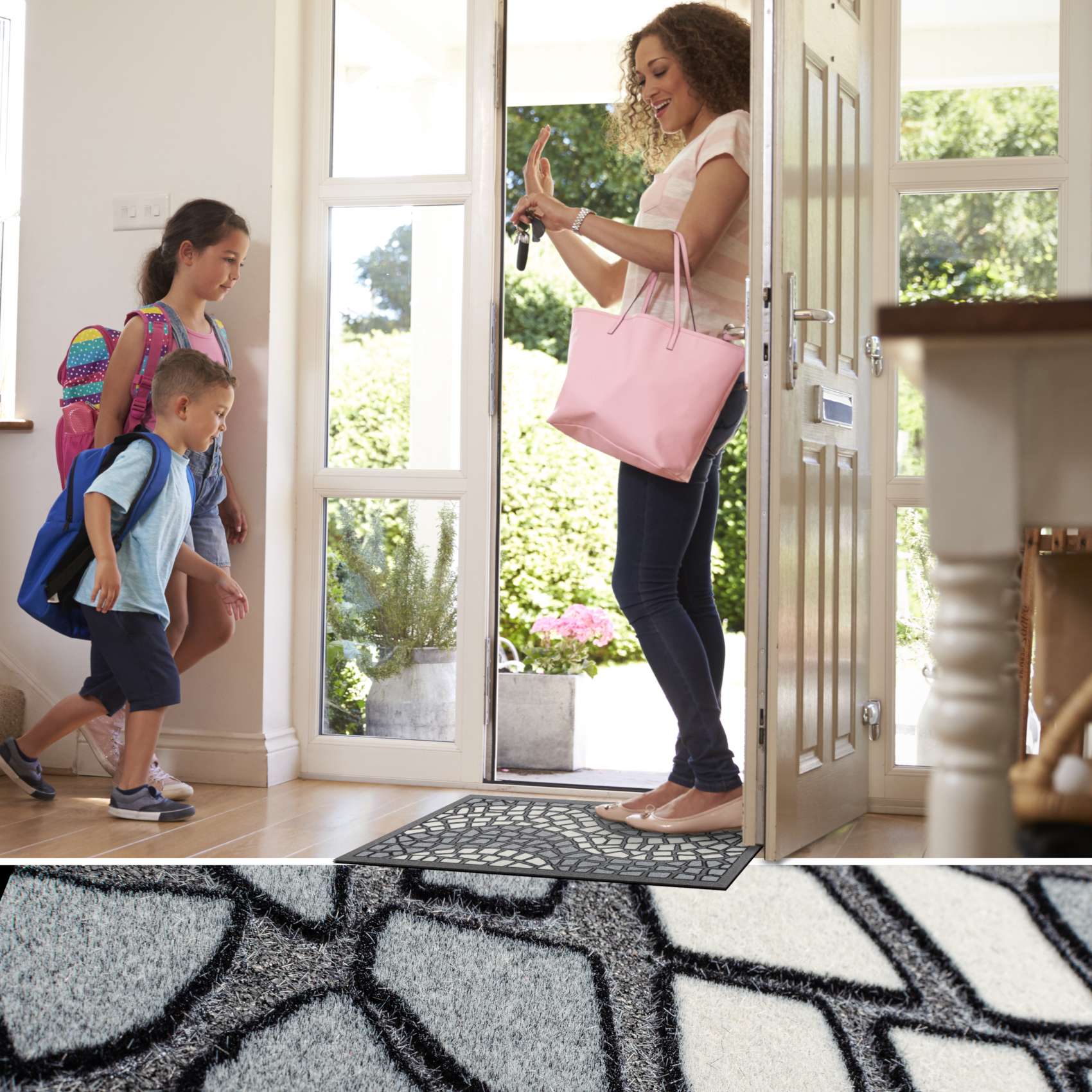 EF20711_20 Schmutzfangmatte Fußmatte Sauberlaufmatte Schmutzmatte Motiv Mosaik Grau 40x68cm