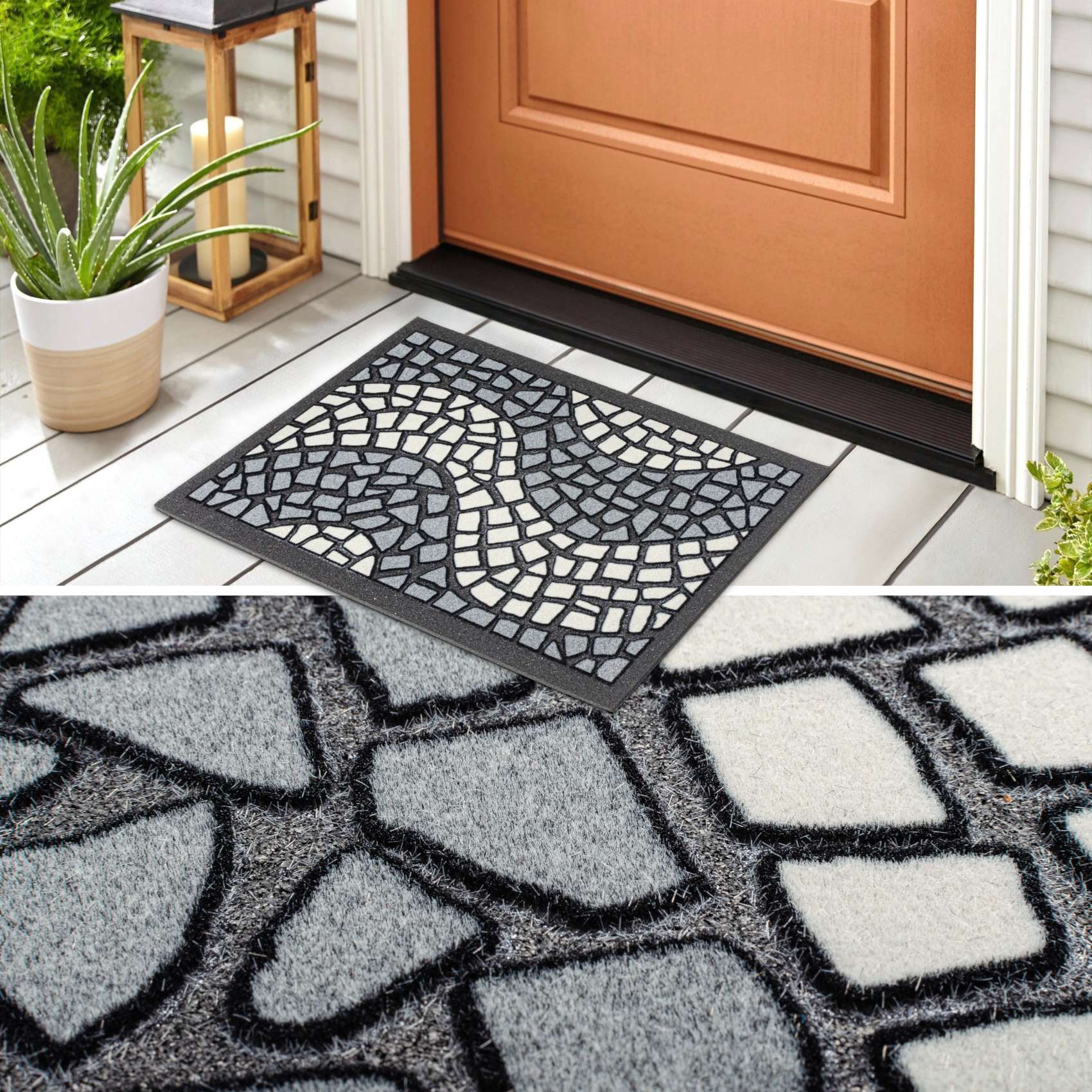 EF20711_50 Schmutzfangmatte Fußmatte Sauberlaufmatte Schmutzmatte Motiv Mosaik Grau 40x68cm