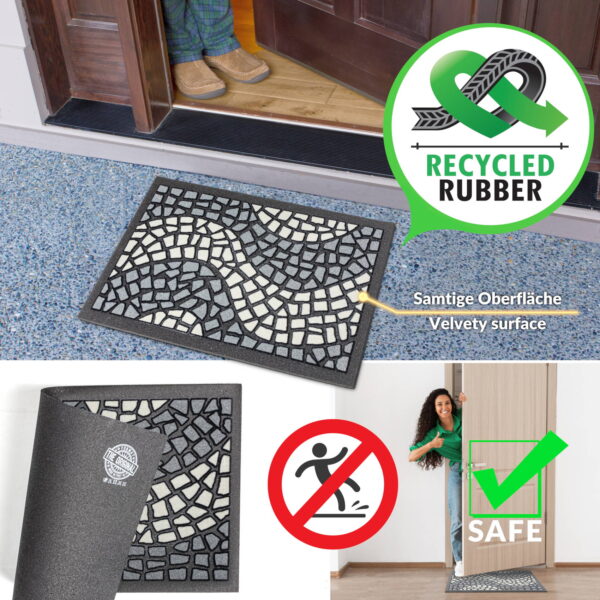 Schmutzfangmatte Fußmatte Sauberlaufmatte Schmutzmatte Motiv Mosaik Grau 40x68cm