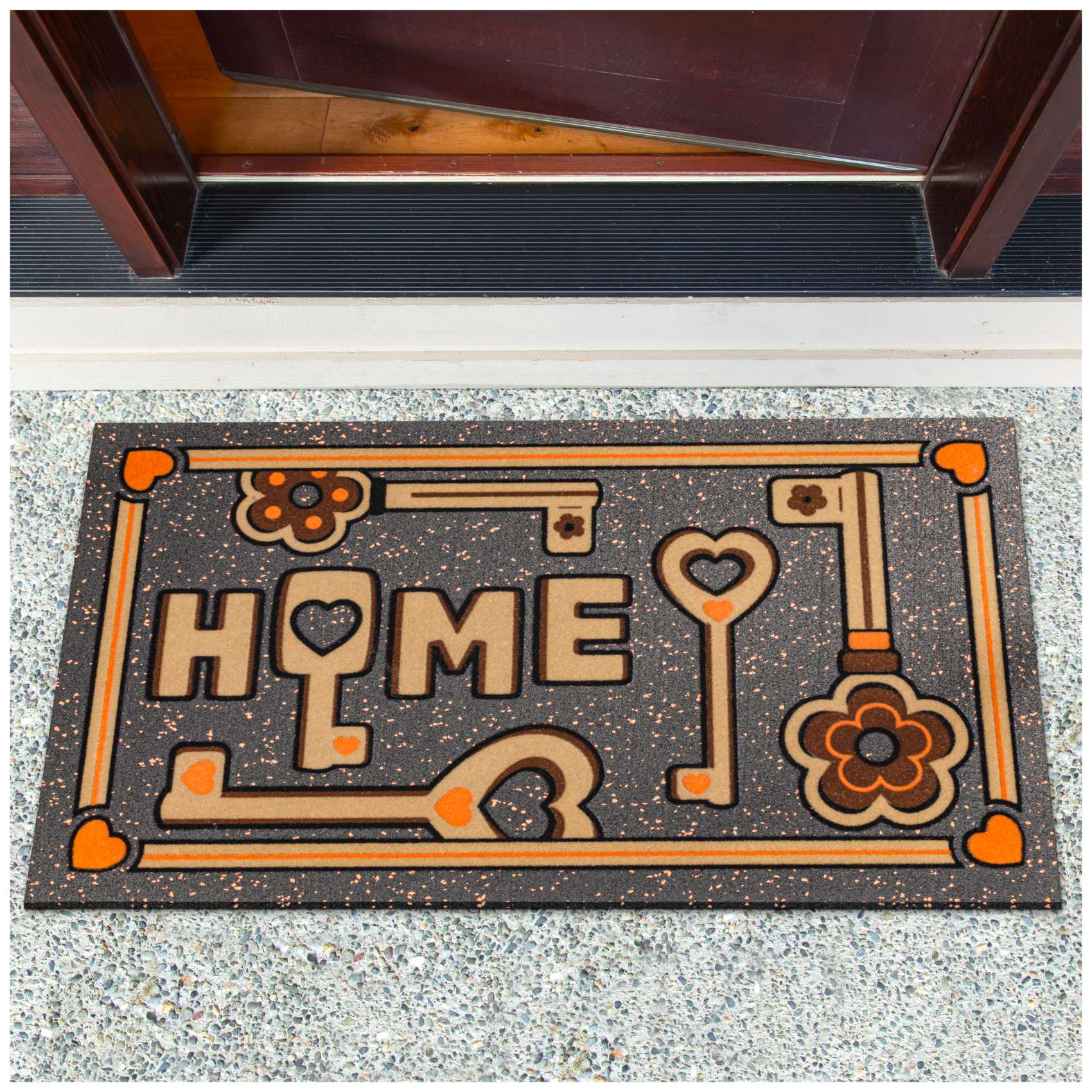 EF22003_10 Schmutzfangmatte Fußmatte Sauberlaufmatte Schmutzmatte Motiv Schlüssel Home 40x68cm