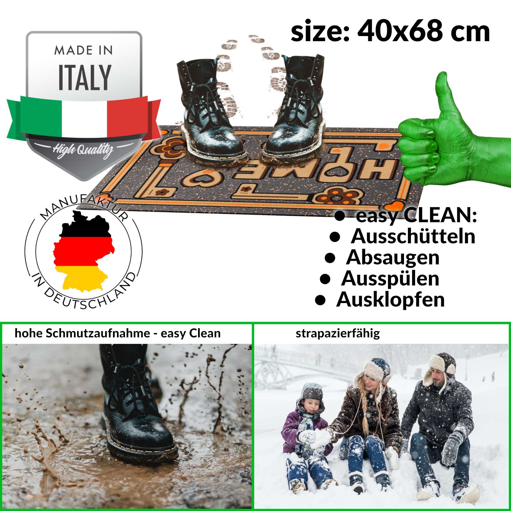 EF22003_30 Schmutzfangmatte Fußmatte Sauberlaufmatte Schmutzmatte Motiv Schlüssel Home 40x68cm