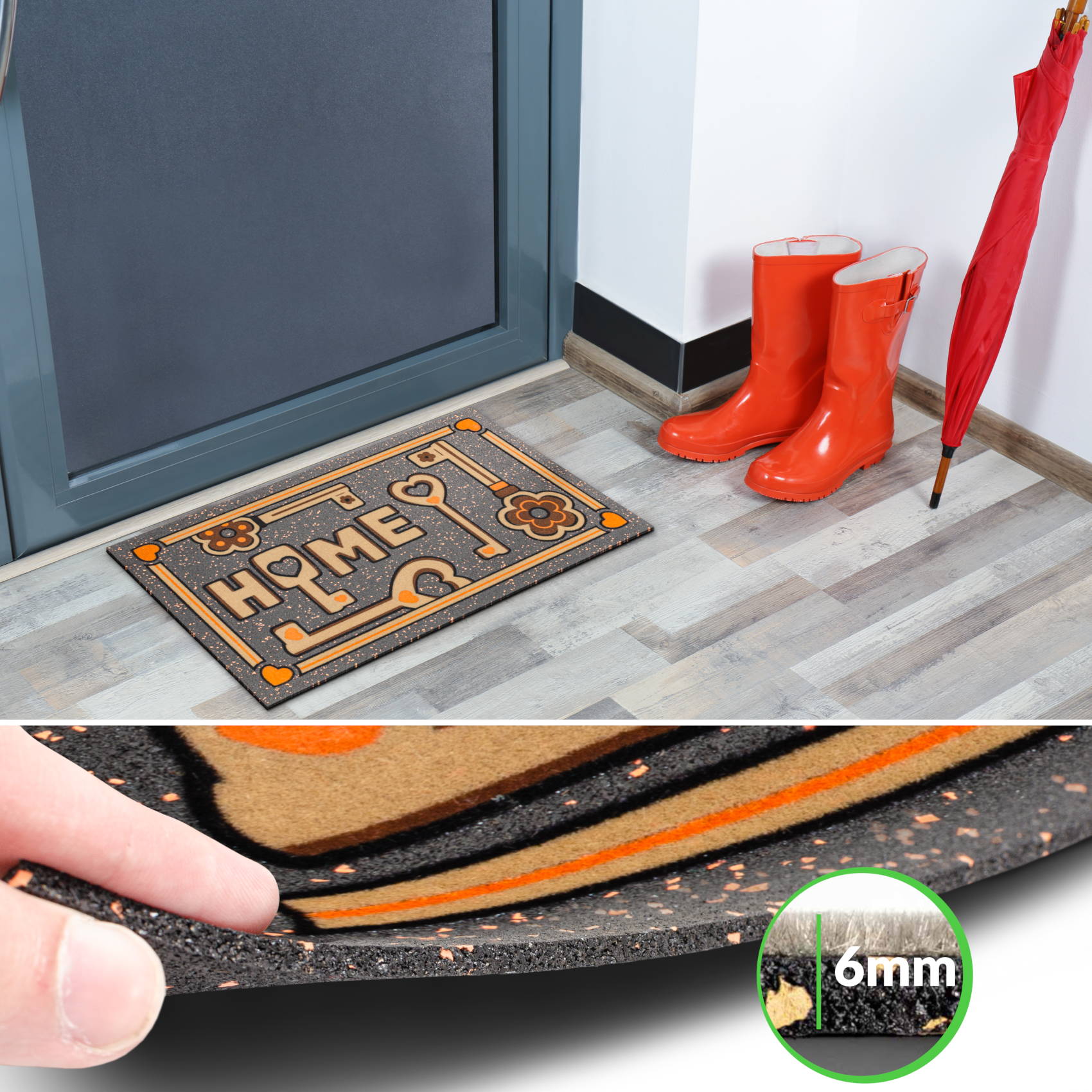 EF22003_40 Schmutzfangmatte Fußmatte Sauberlaufmatte Schmutzmatte Motiv Schlüssel Home 40x68cm