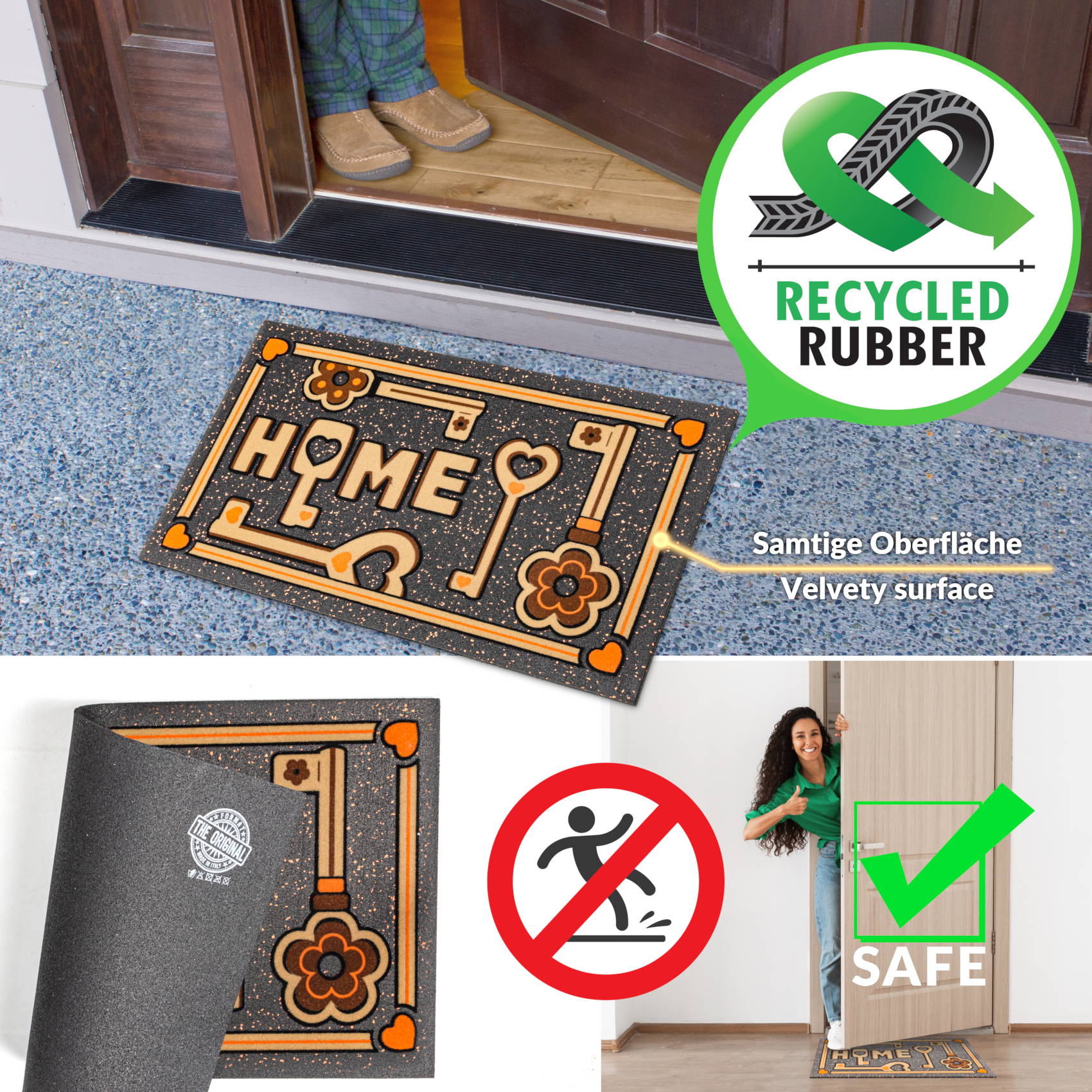 EF22003_60 Schmutzfangmatte Fußmatte Sauberlaufmatte Schmutzmatte Motiv Schlüssel Home 40x68cm