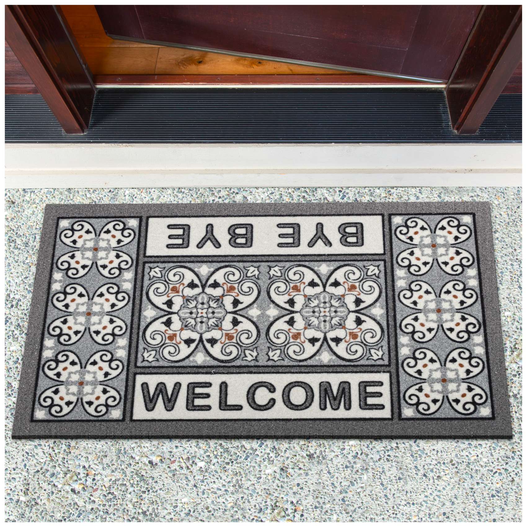 EF22014_10 Schmutzfangmatte Fußmatte Sauberlaufmatte Schmutzmatte Motiv Welcome Bye Bye 40x68cm