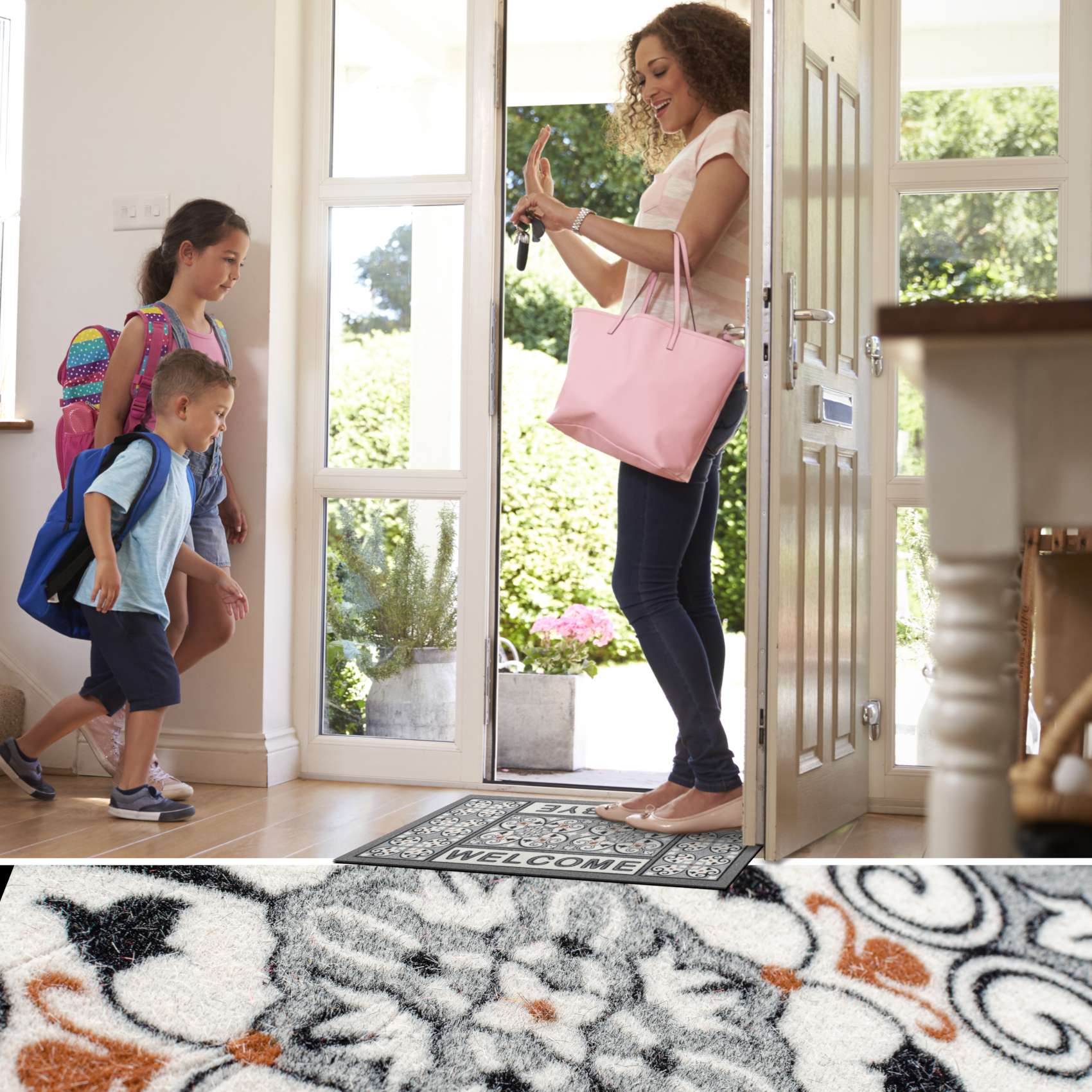 EF22014_20 Schmutzfangmatte Fußmatte Sauberlaufmatte Schmutzmatte Motiv Welcome Bye Bye 40x68cm