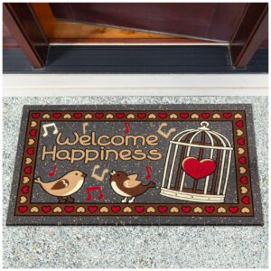 Schmutzfangmatte Fußmatte Sauberlaufmatte Schmutzmatte Motiv Welcome Happiness 40x68cm