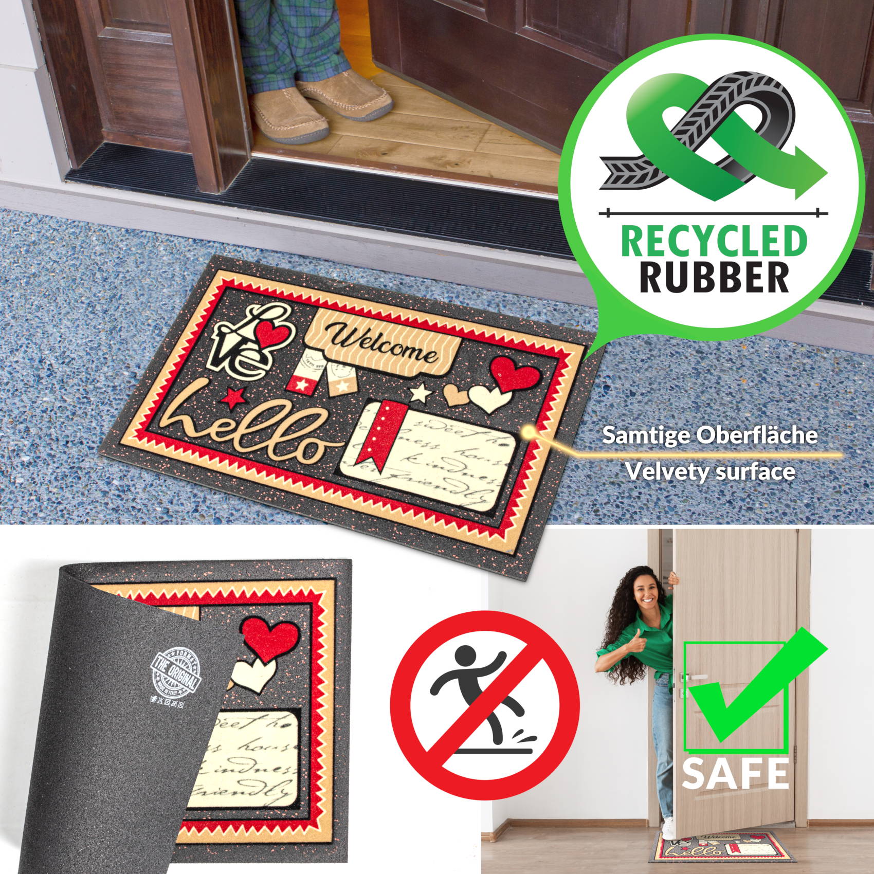 EF22116_60 Schmutzfangmatte Fußmatte Sauberlaufmatte Schmutzmatte Motiv Welcome Hello 40x68cm