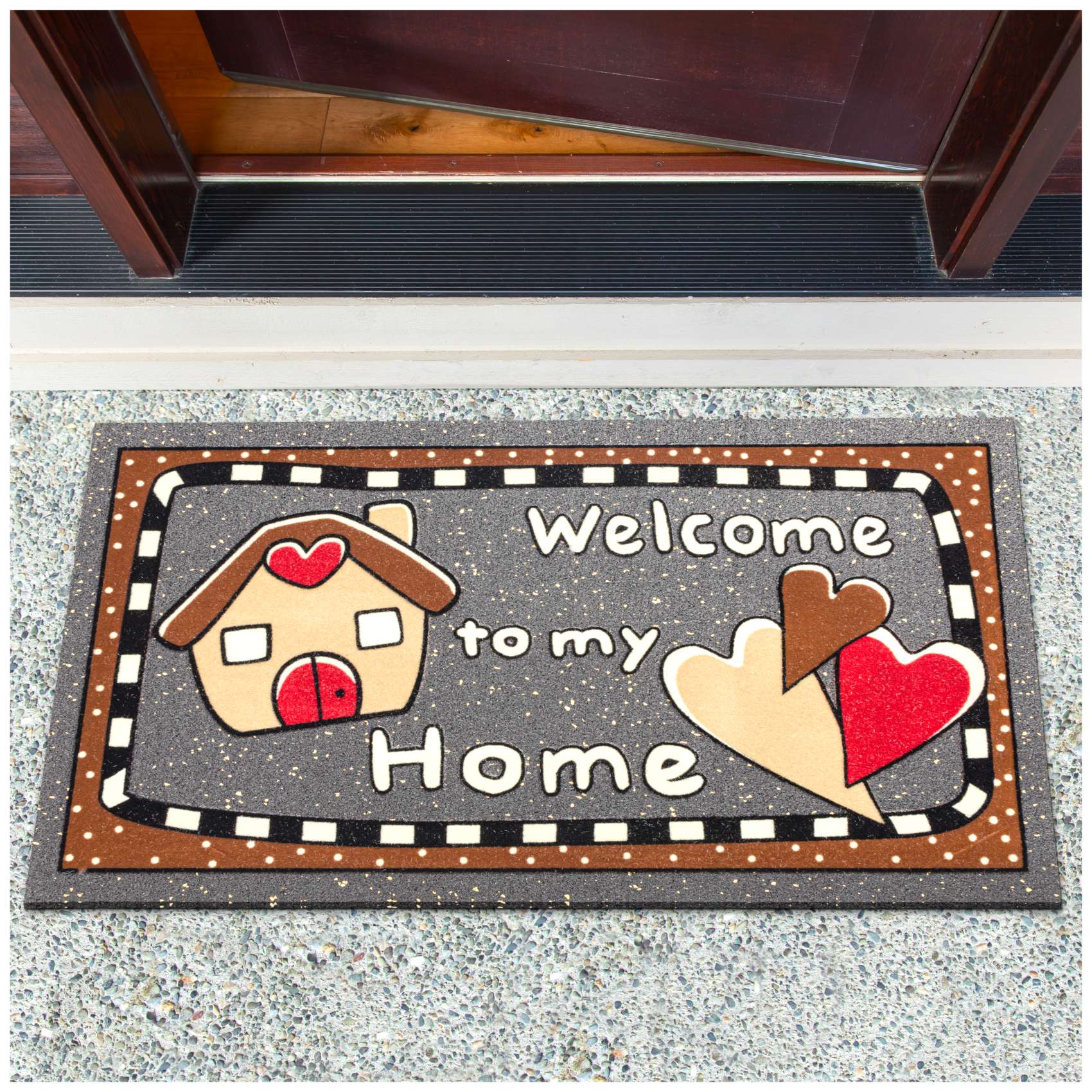 EF22117_10 Schmutzfangmatte Fußmatte Sauberlaufmatte Schmutzmatte Motiv Welcome Home Herz 40x68cm