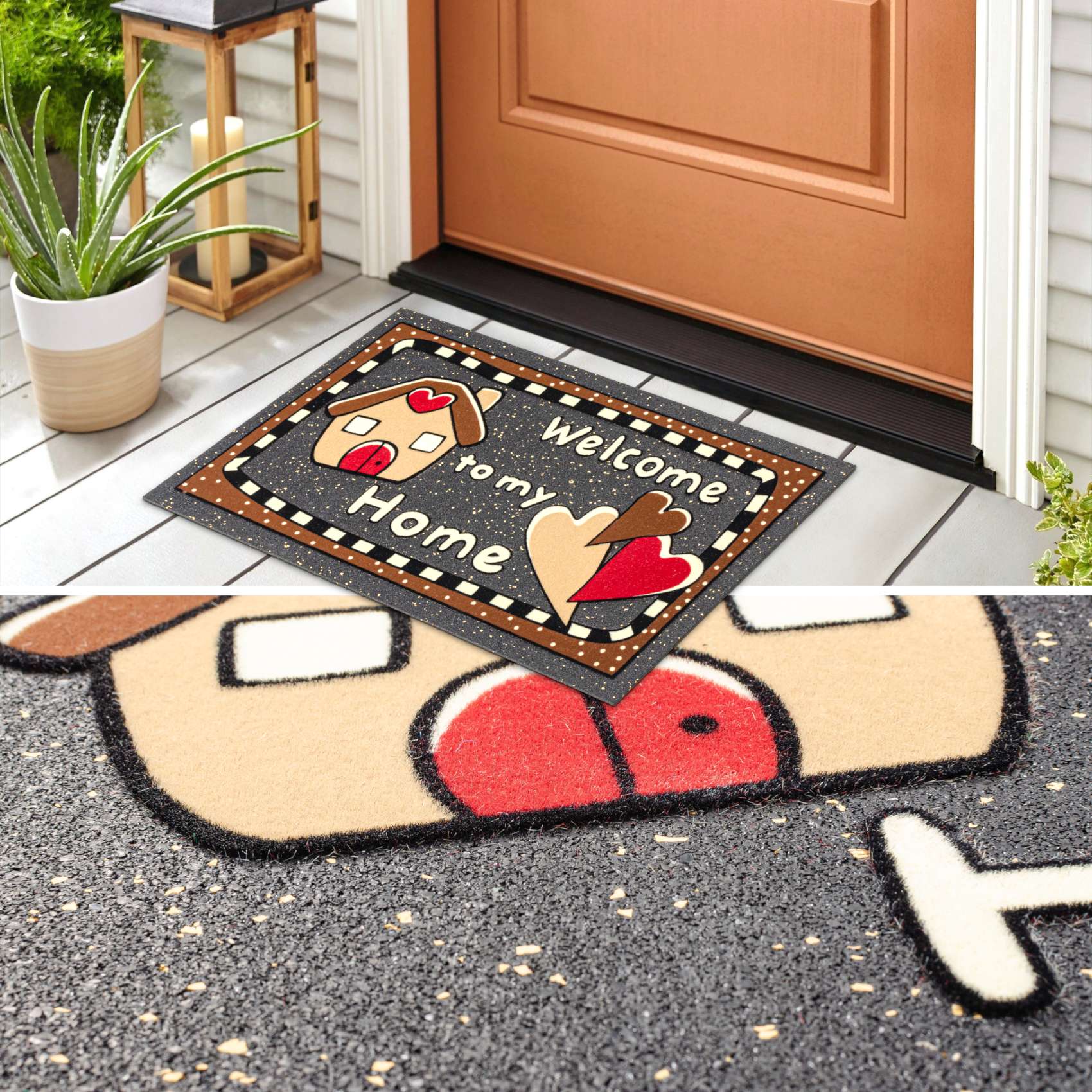 EF22117_50 Schmutzfangmatte Fußmatte Sauberlaufmatte Schmutzmatte Motiv Welcome Home Herz 40x68cm