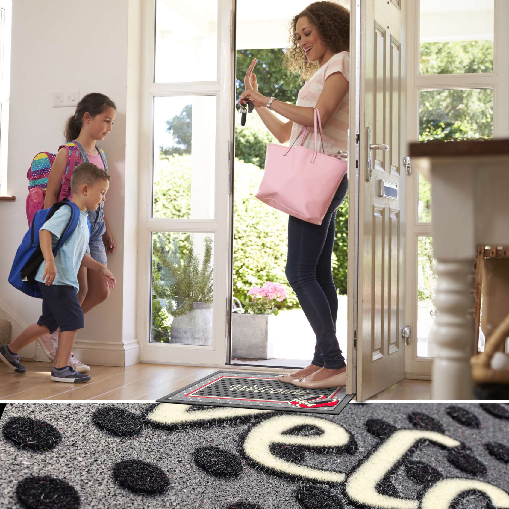 EF22209_20 Schmutzfangmatte Fußmatte Sauberlaufmatte Schmutzmatte Motiv Welcome Vintage 40x68cm