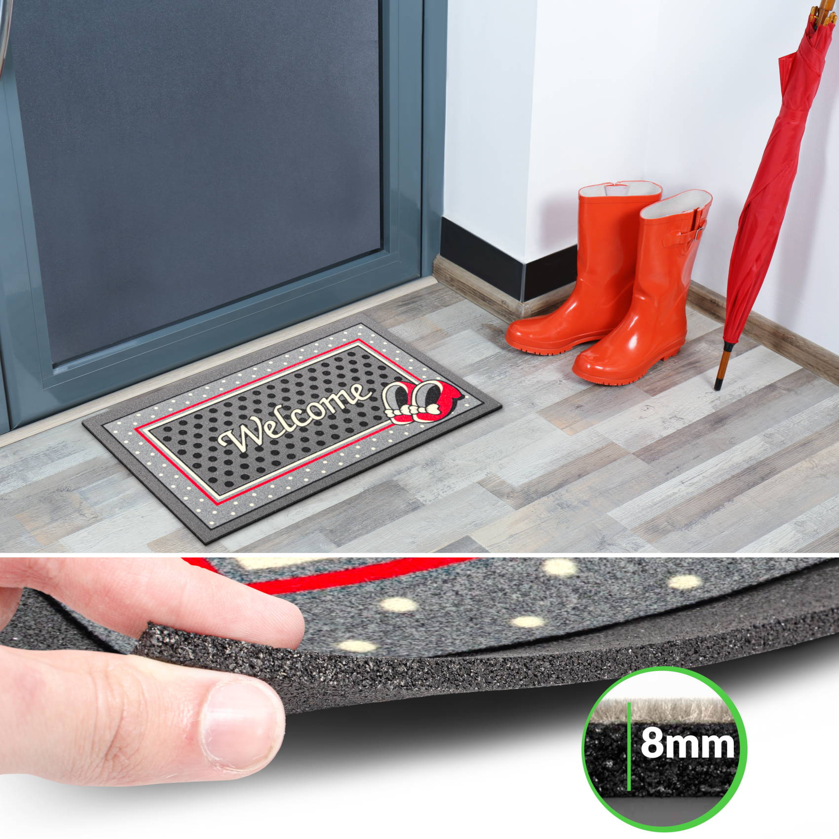 EF22209_40 Schmutzfangmatte Fußmatte Sauberlaufmatte Schmutzmatte Motiv Welcome Vintage 40x68cm