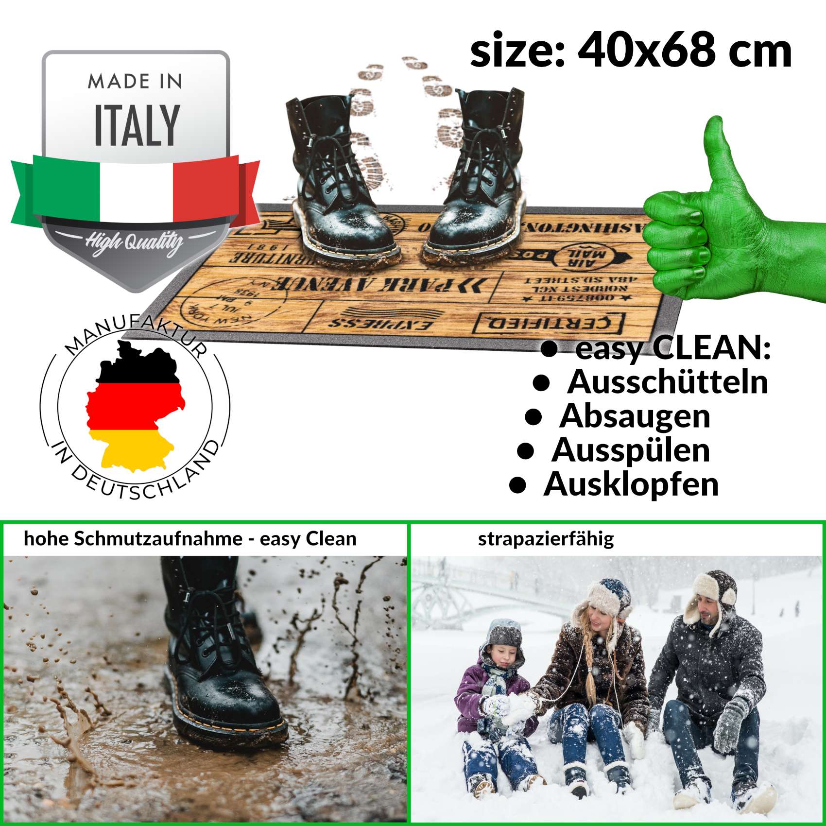 EF21412_30 Schmutzfangmatte Fußmatte Sauberlaufmatte Schmutzmatte Motiv Wood Industry 40x68cm