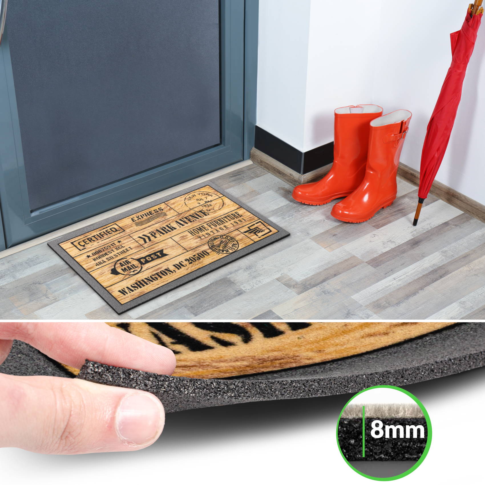 EF21412_40 Schmutzfangmatte Fußmatte Sauberlaufmatte Schmutzmatte Motiv Wood Industry 40x68cm