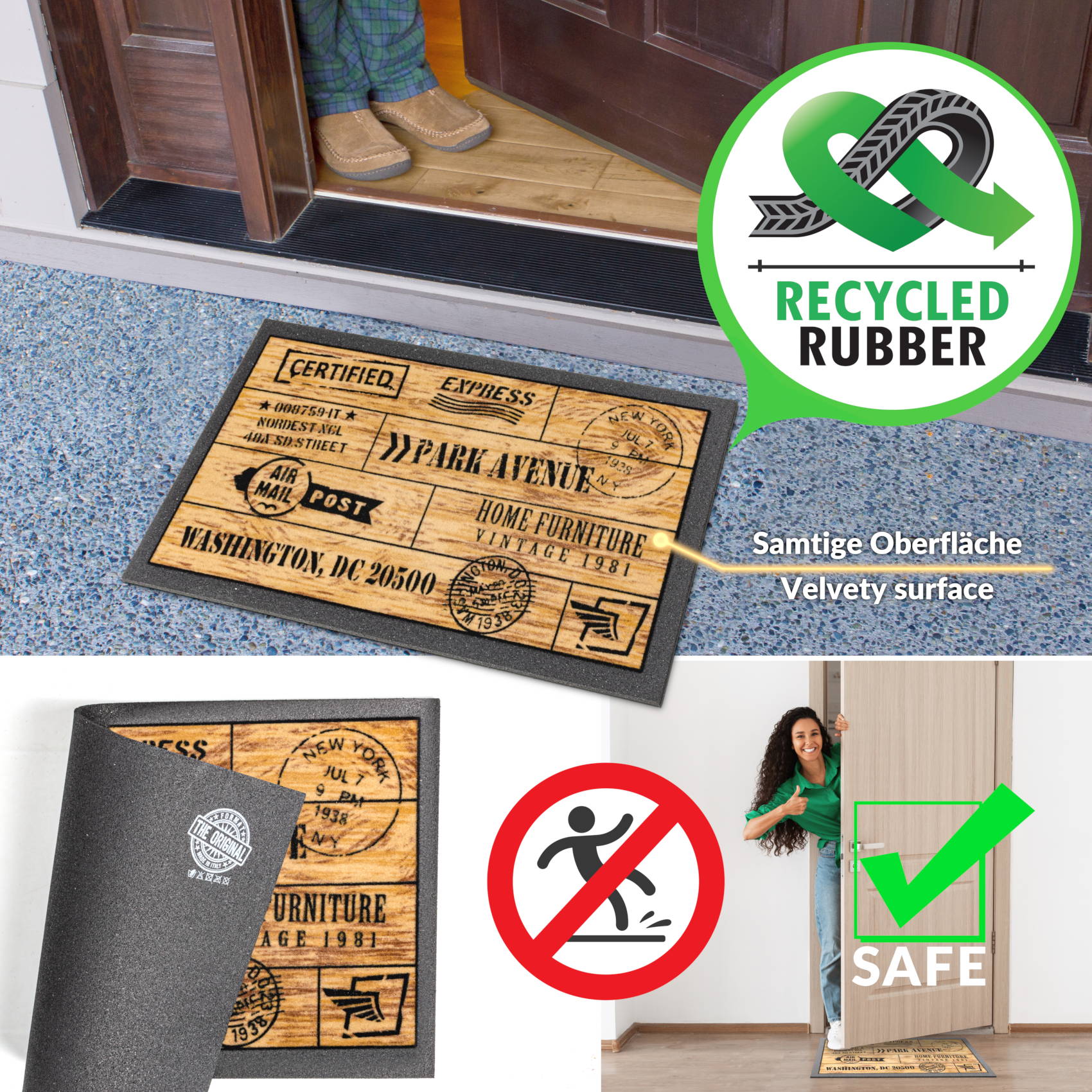 EF21412_60 Schmutzfangmatte Fußmatte Sauberlaufmatte Schmutzmatte Motiv Wood Industry 40x68cm