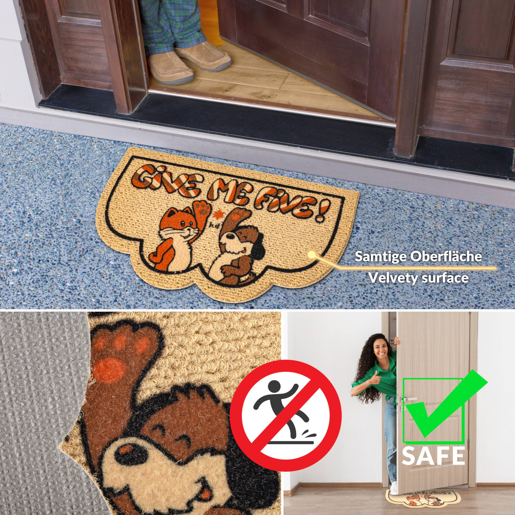 EF21824_60 Schmutzfangmatte Fußmatte Sauberlaufmatte Fußabtreter Motiv Give me Five! 40x70cm