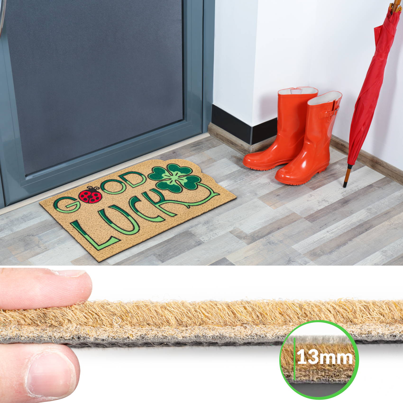 EF21725_40 Schmutzfangmatte Fußmatte Sauberlaufmatte Fußabtreter Motiv Good Luck 40x70cm