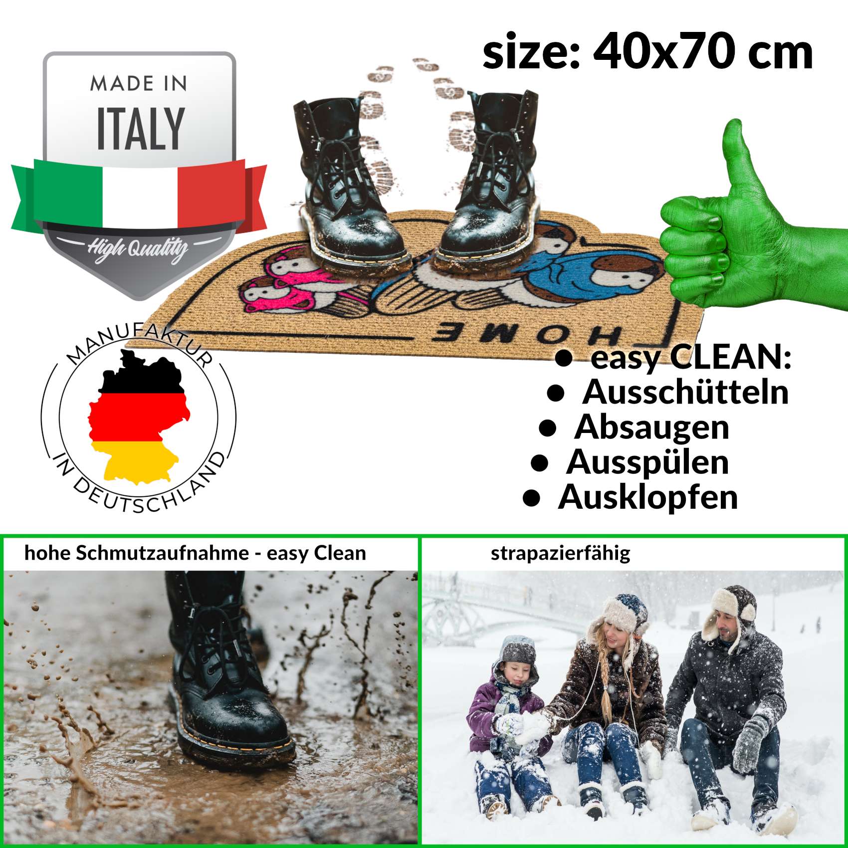 EF21416_30 Schmutzfangmatte Fußmatte Sauberlaufmatte Fußabtreter Motiv Home D-Form 40x70cm