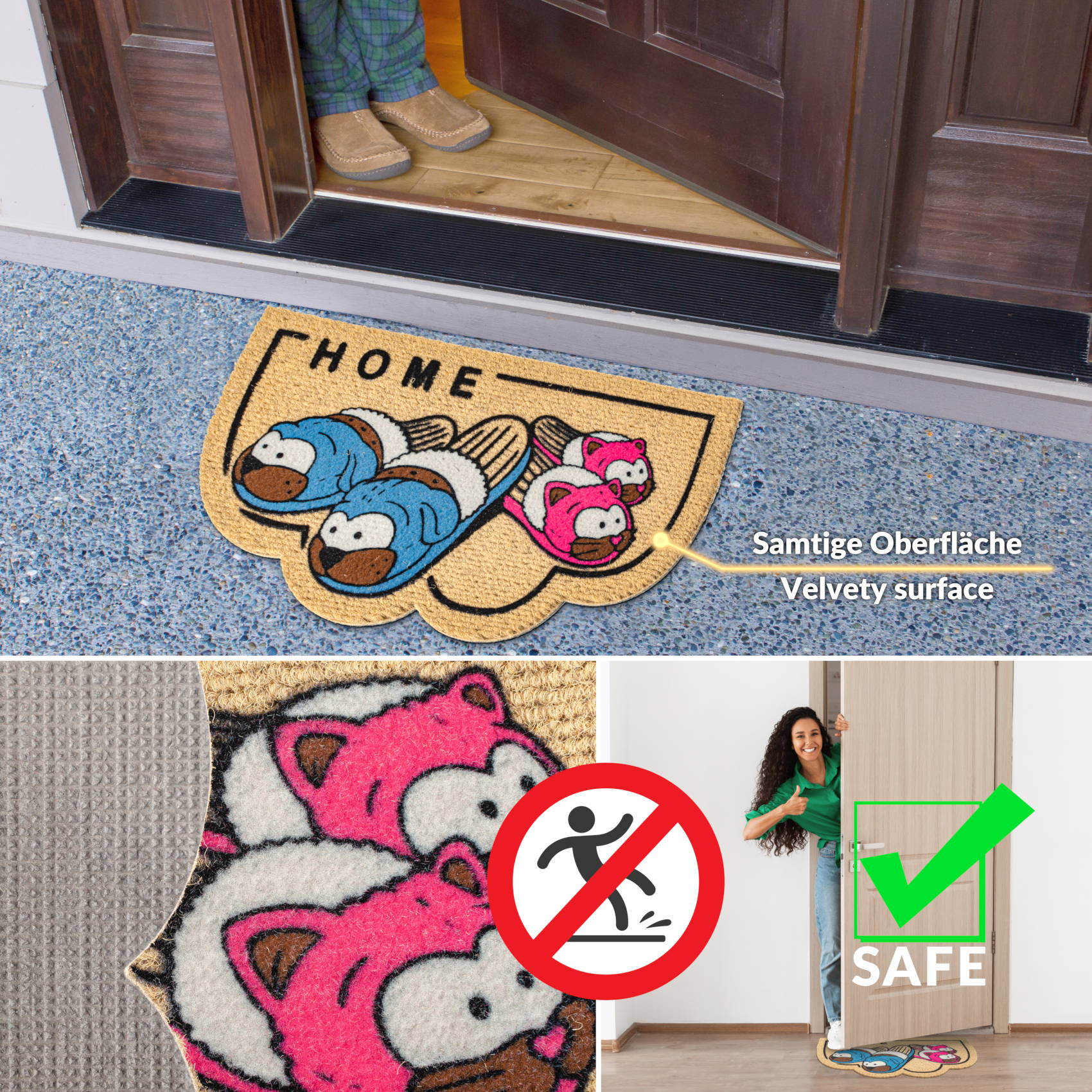 EF21416_60 Schmutzfangmatte Fußmatte Sauberlaufmatte Fußabtreter Motiv Home D-Form 40x70cm