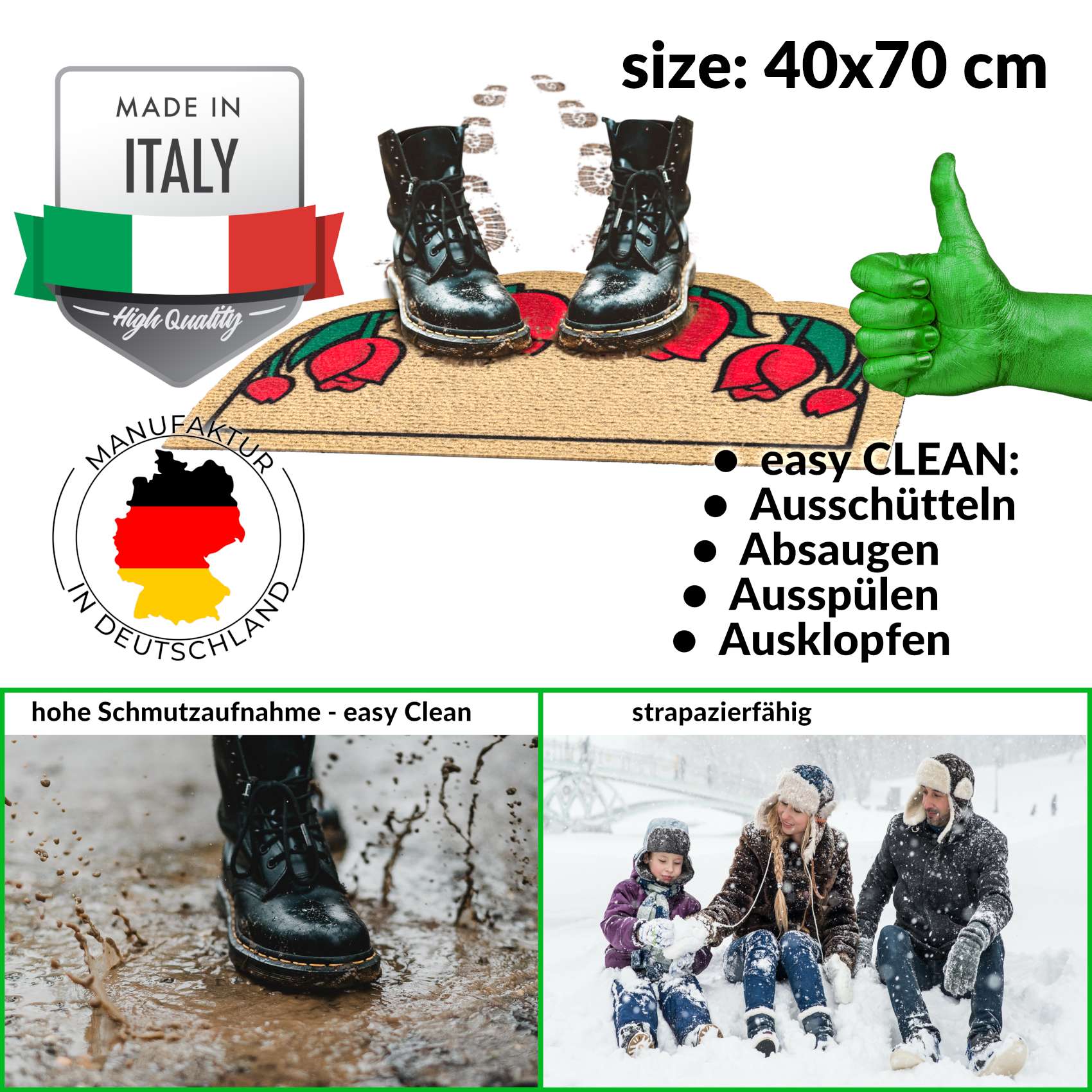 EF20818_30 Schmutzfangmatte Fußmatte Sauberlaufmatte Fußabtreter Motiv Tulpen 40x70cm