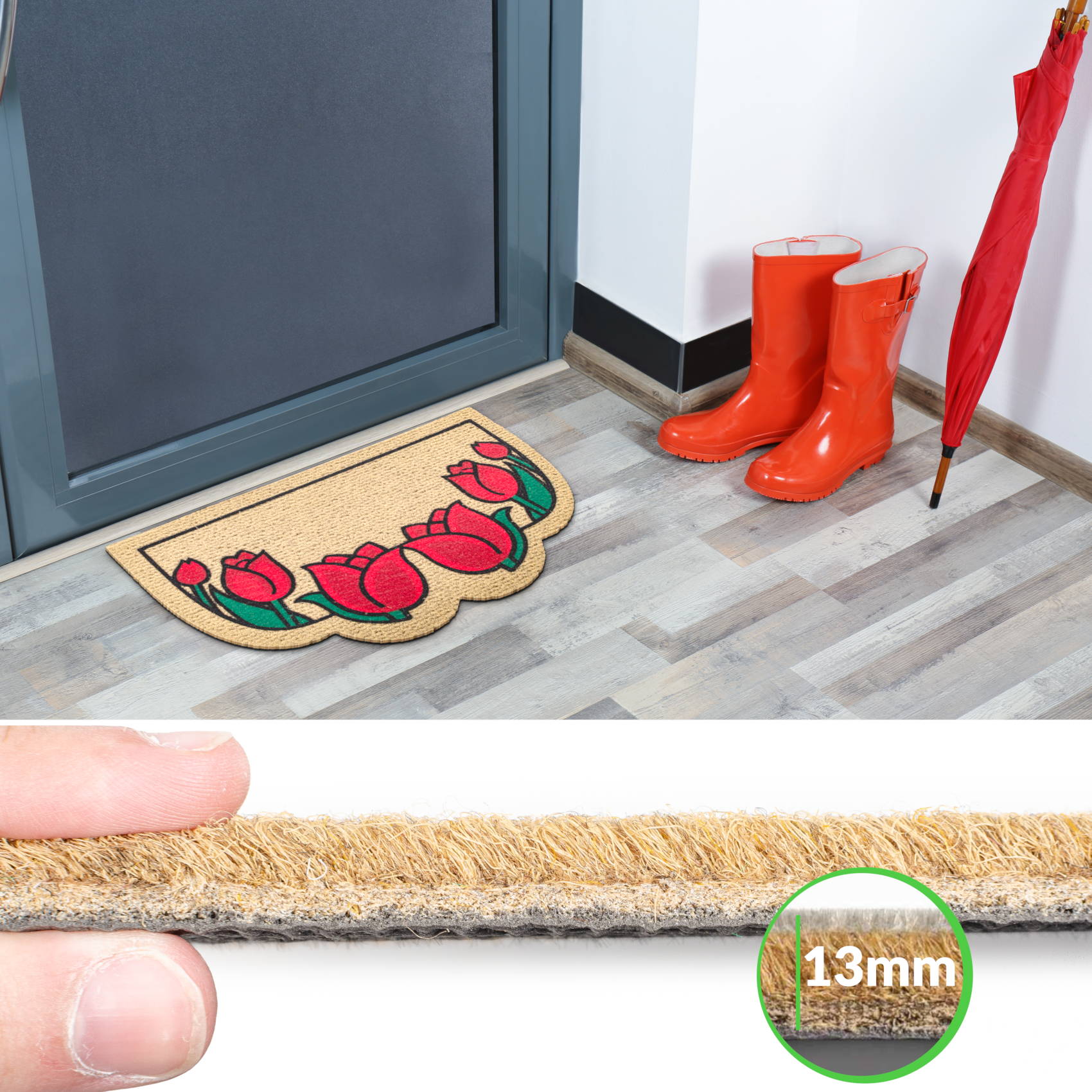 EF20818_40 Schmutzfangmatte Fußmatte Sauberlaufmatte Fußabtreter Motiv Tulpen 40x70cm