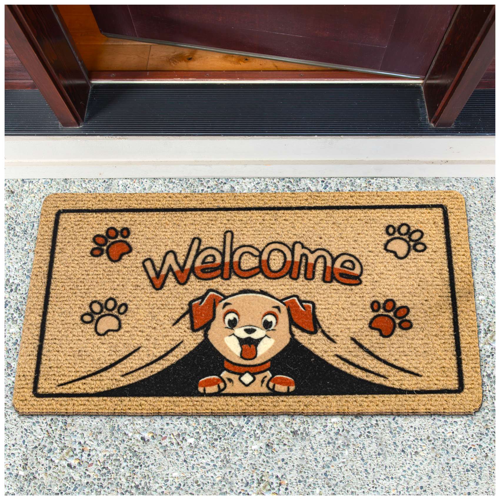 EF22211_10 Schmutzfangmatte Fußmatte Sauberlaufmatte Fußabtreter Motiv Welcome – Hundmotiv Pfoten 40x70cm